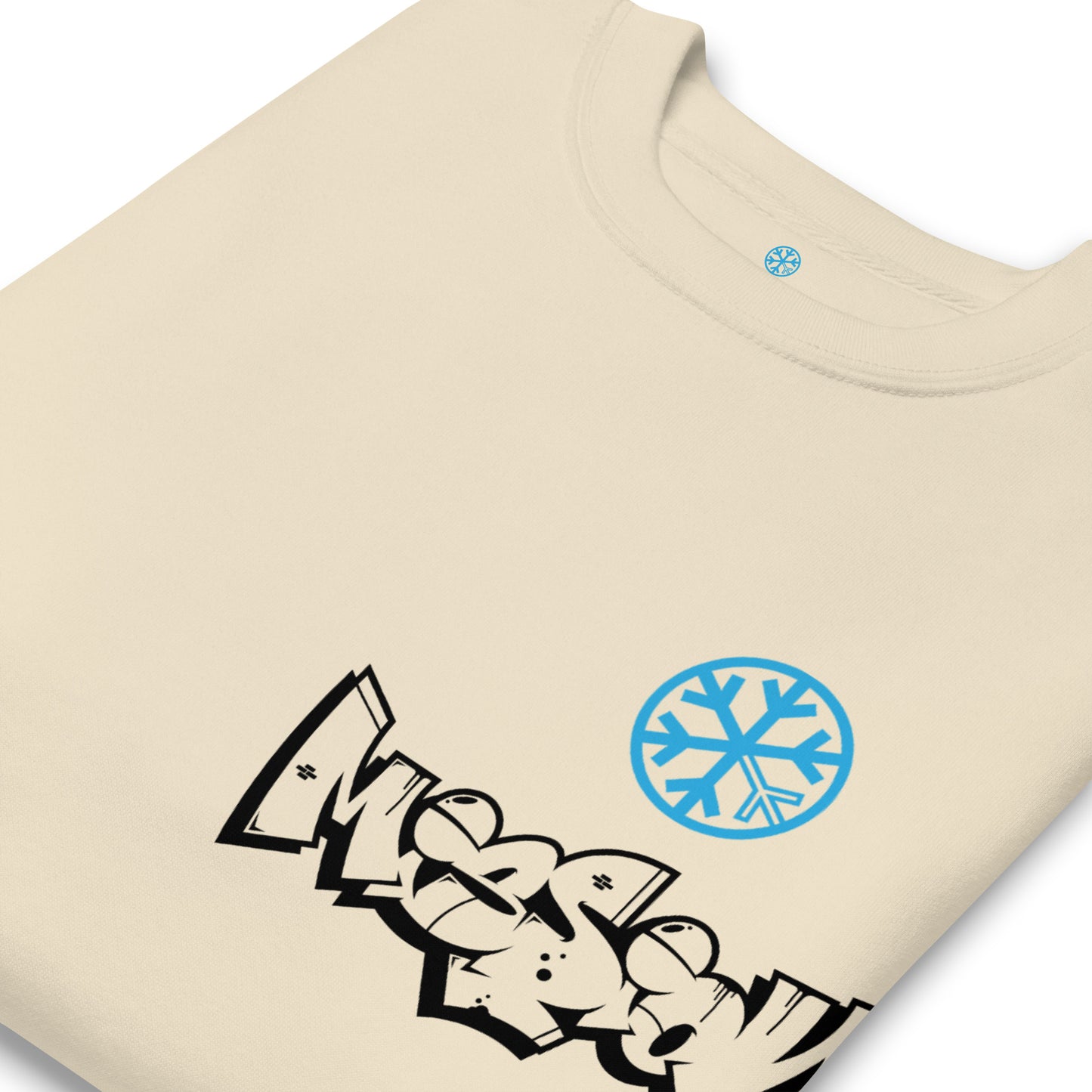 Beige-Mission Graffiti Character Sweatshirt from B.Different Clothing, detail, graffiti-inspired streetwear