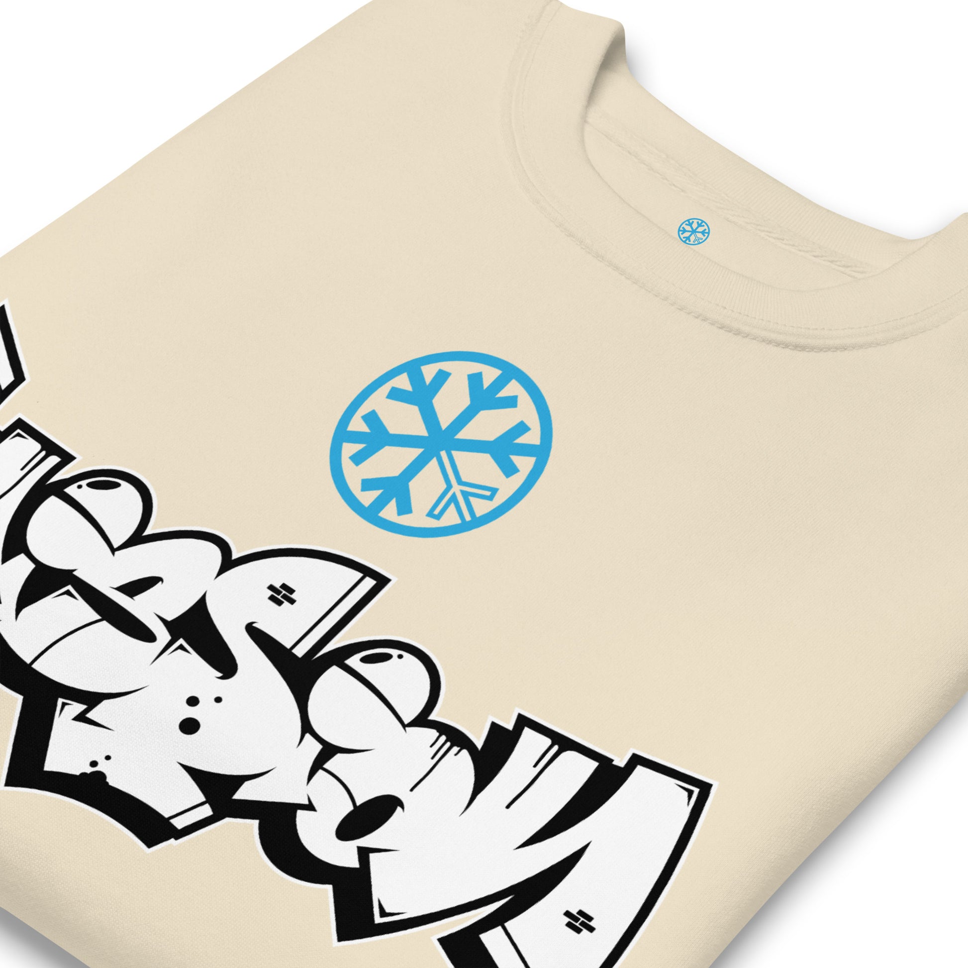 Beige-Mission Graffiti Piece Sweatshirt from B.Different Clothing, detail, graffiti-inspired streetwear