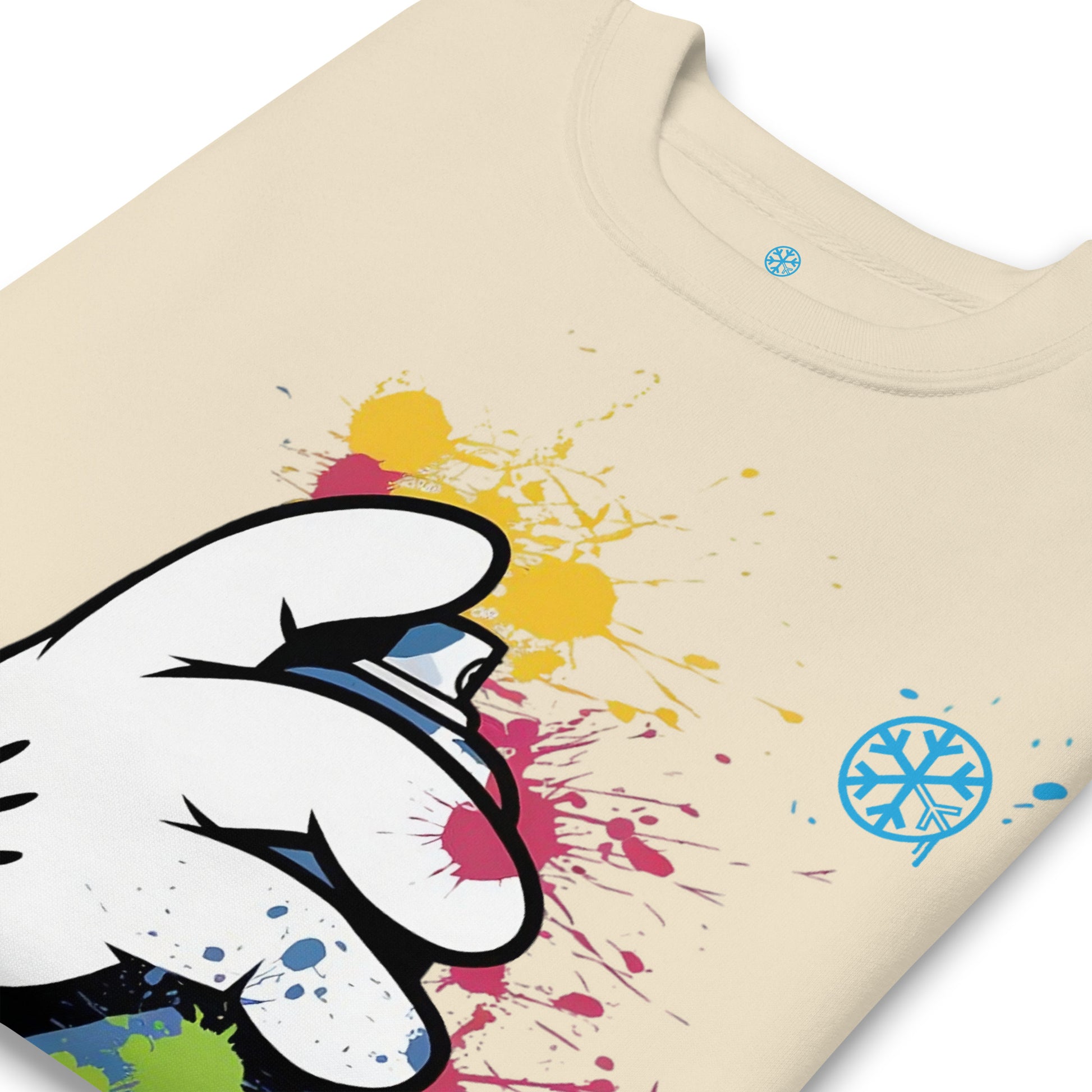 Beige-Hand Spray Can Graffiti Sweatshirt from B.Different Clothing, detail, graffiti-inspired streetwear