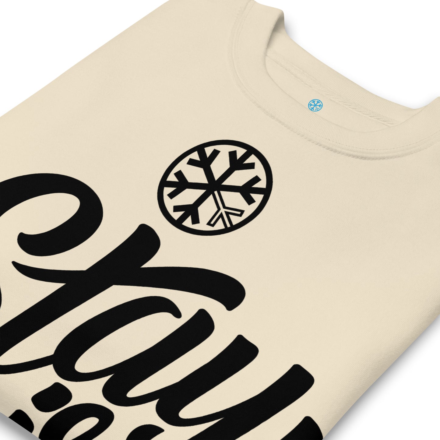 Beige-Stay Weird Sweatshirt from B.Different Clothing, detail, graffiti-inspired streetwear