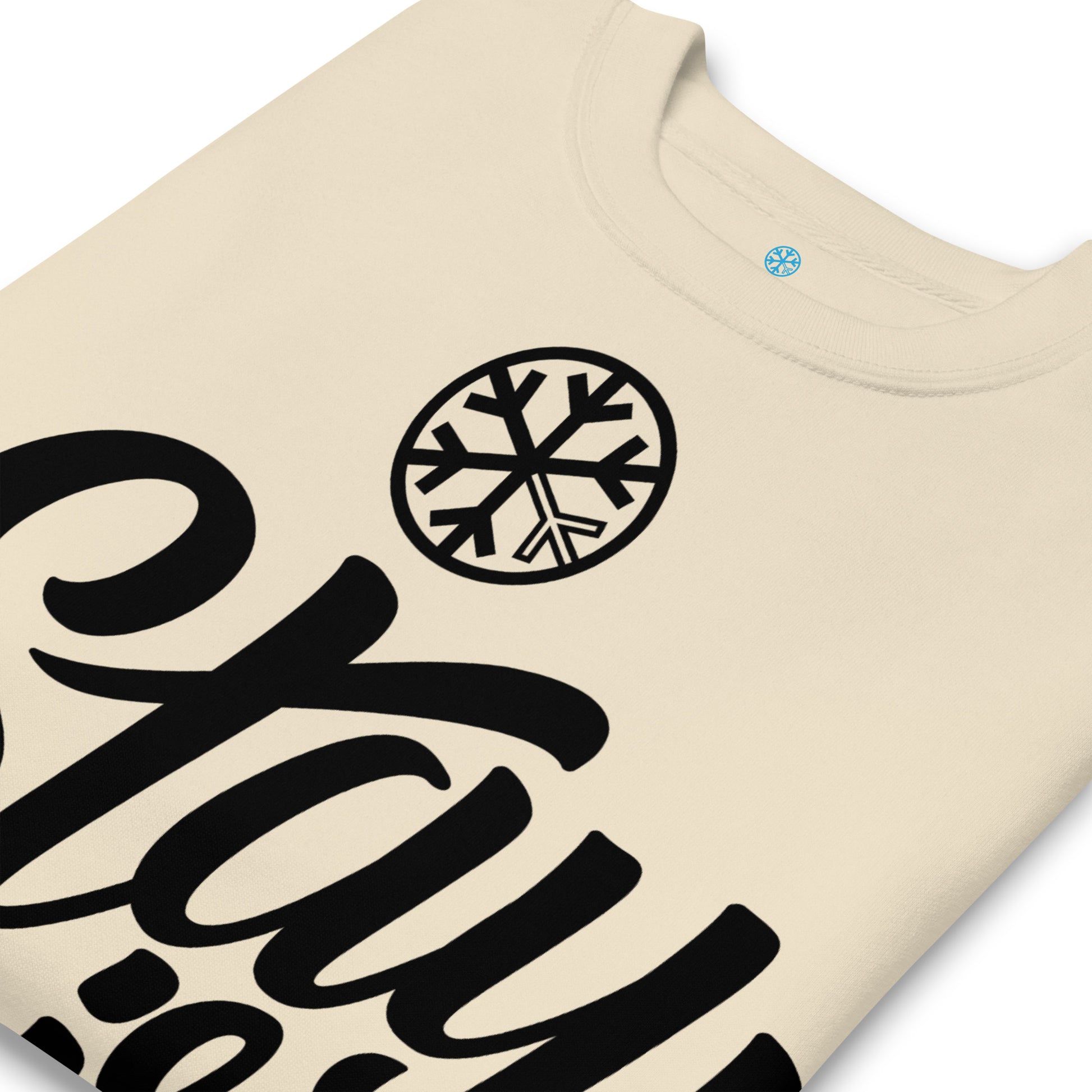 Beige-Stay Weird Sweatshirt from B.Different Clothing, detail, graffiti-inspired streetwear