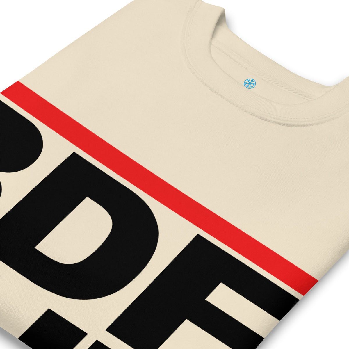 Bone-BDFRNT OG Logo Sweatshirt from B.Different Clothing, detail, graffiti-inspired streetwear