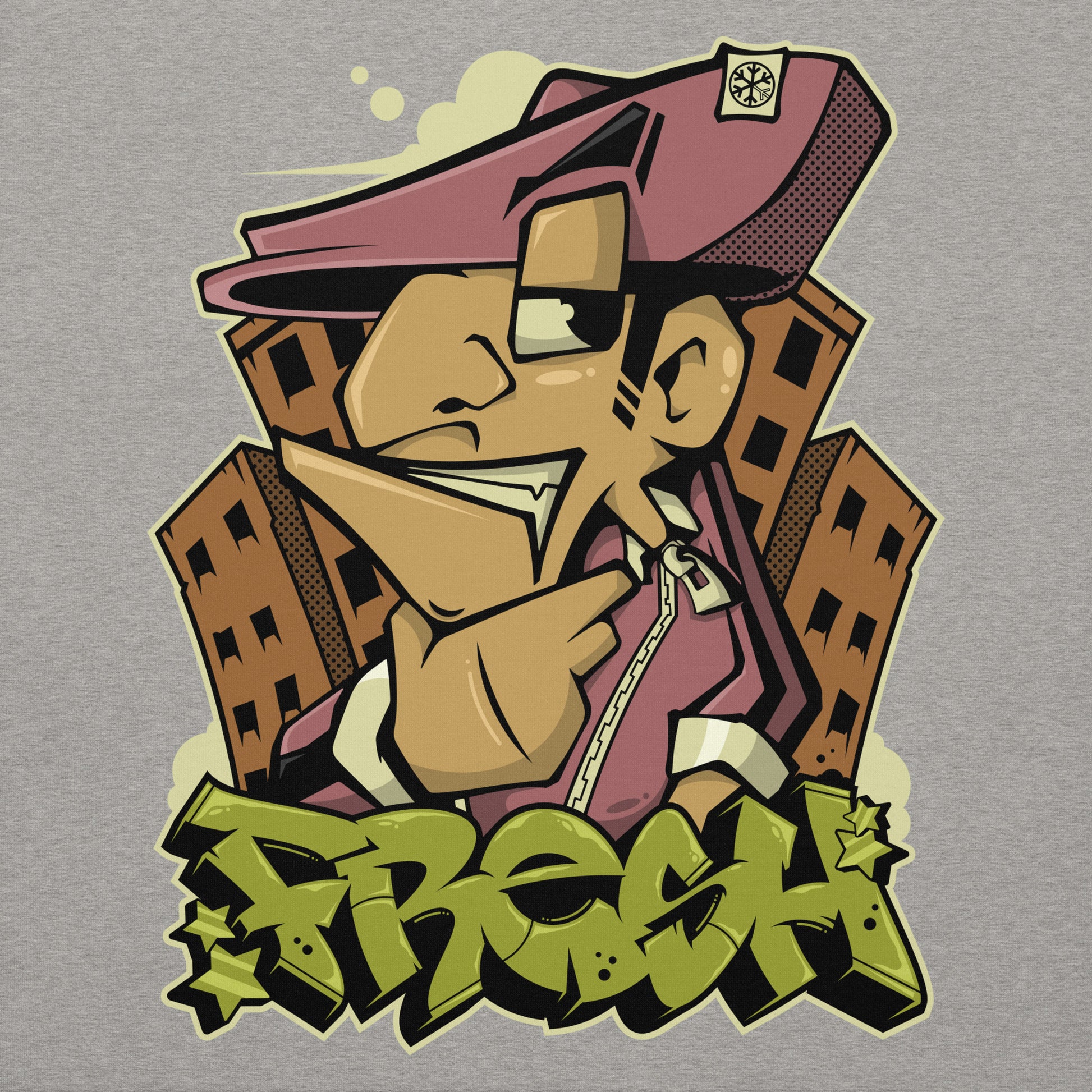 Gray-Fresh Graffiti Character Sweatshirt from B.Different Clothing, graphic, graffiti-inspired streetwear