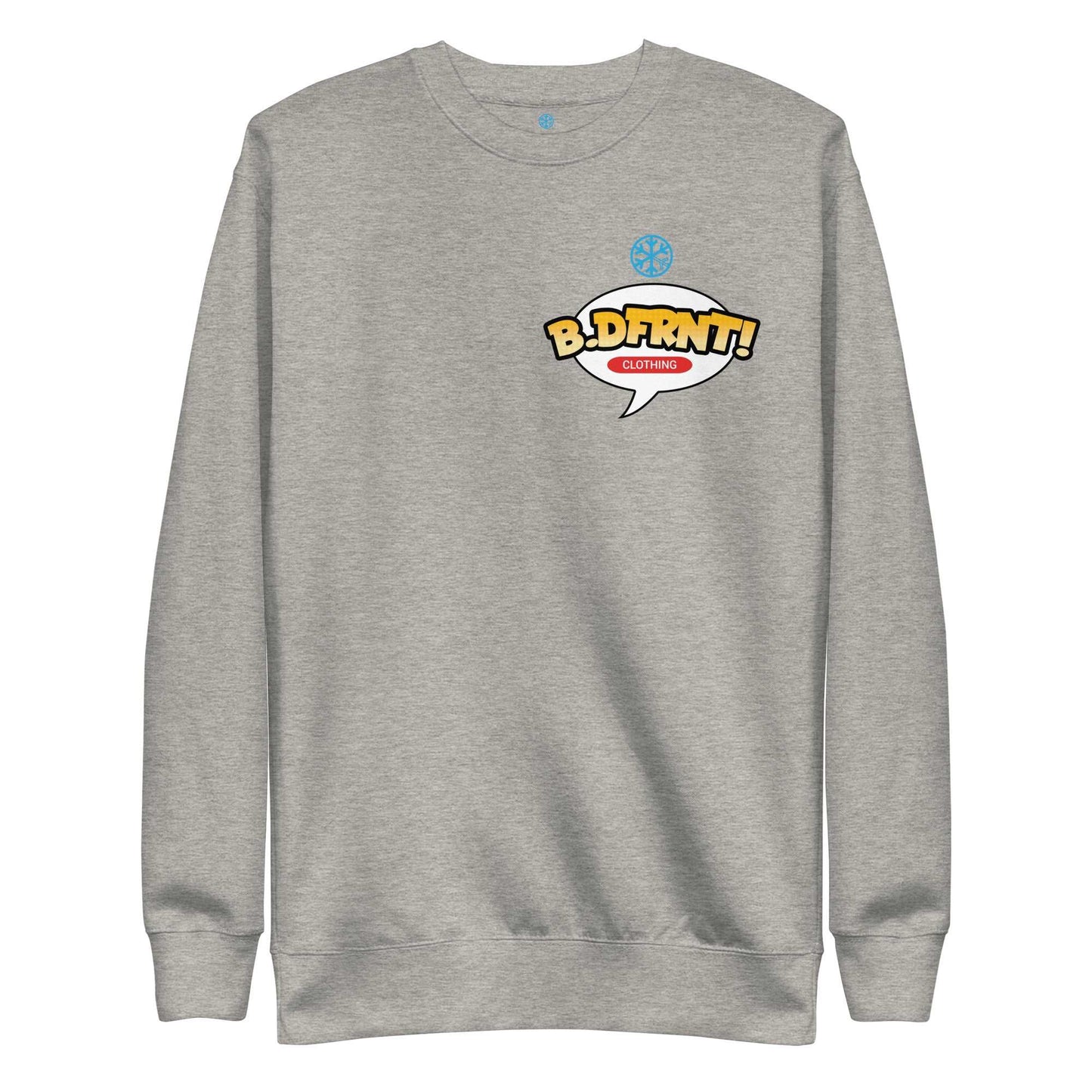 front of graffiti artist vinyl figure sweatshirt gray by B.Different Clothing graffiti street art inspired streetwear brand