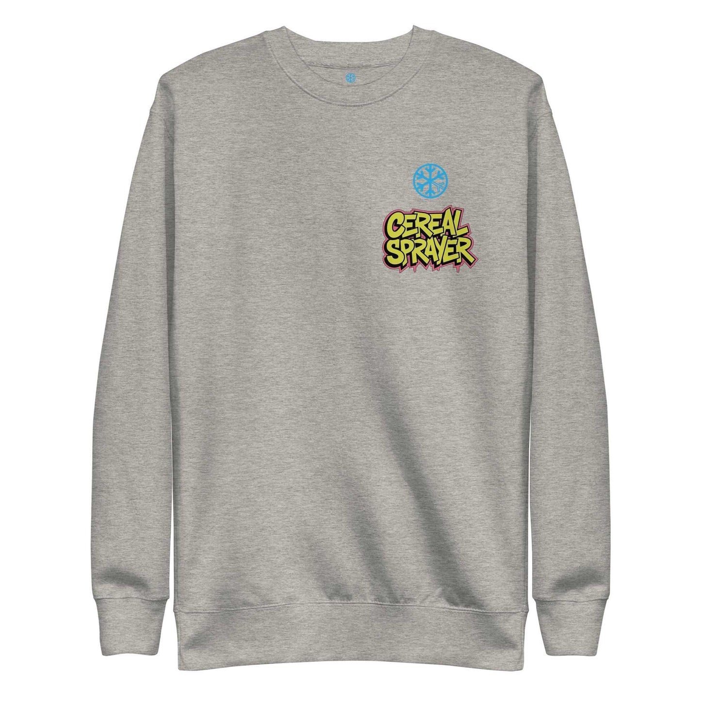 front of Cereal Sprayer Graffiti sweatshirt gray B.Different Clothing graffiti street art inspired streetwear brand