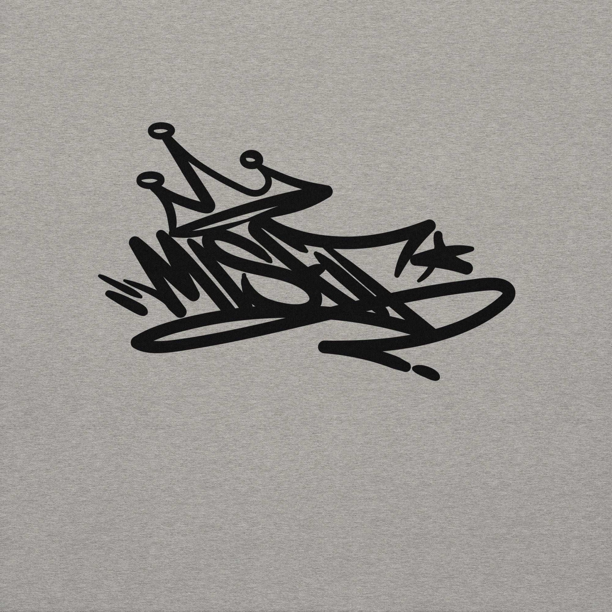 graphic of Misfit Graffiti Tag Sweatshirt gray B.Different Clothing graffiti street art inspired streetwear brand