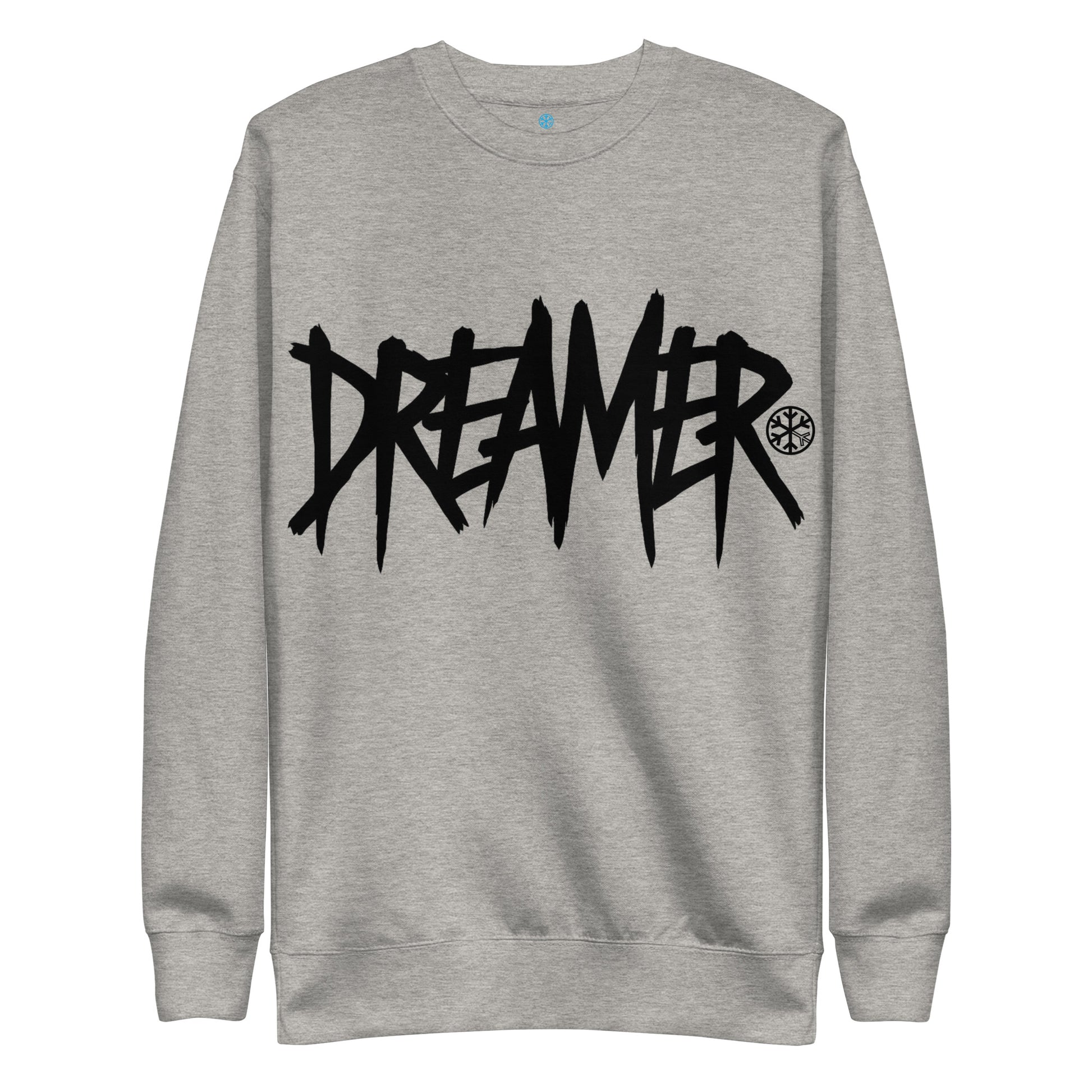 Gray-Dreamer Graffiti Tag Sweatshirt from B.Different Clothing, front view, graffiti-inspired streetwear