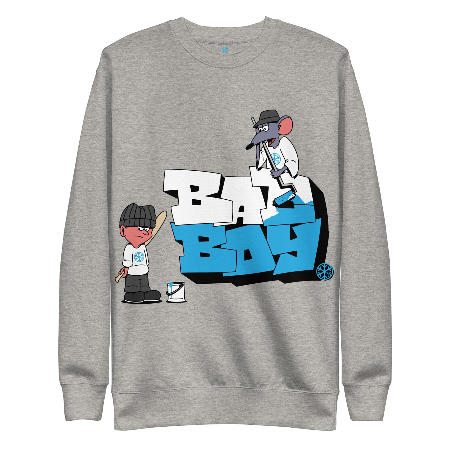 Gray-Bad Boy Graffiti Sweatshirt from B.Different Clothing, front view, graffiti-inspired streetwear