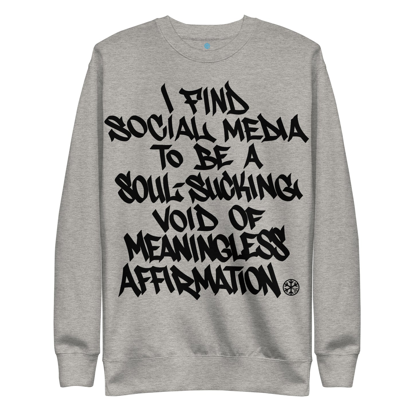 Gray-Social Media Graffiti Tag Sweatshirt from B.Different Clothing, front view, graffiti-inspired streetwear