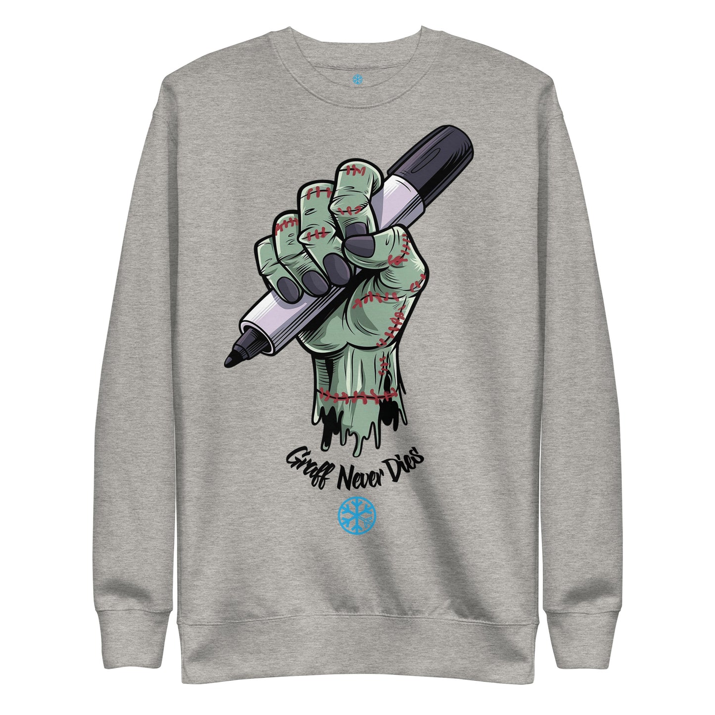 Gray-Thing Graffiti Sweatshirt from B.Different Clothing, front view, graffiti-inspired streetwear