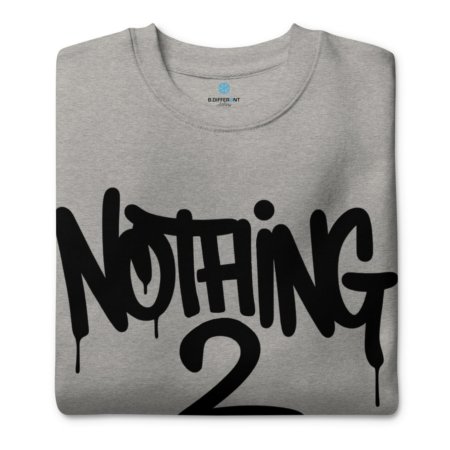 Gray-Nothing 2 Obey Graffiti Sweatshirt from B.Different Clothing, folded, graffiti-inspired streetwear