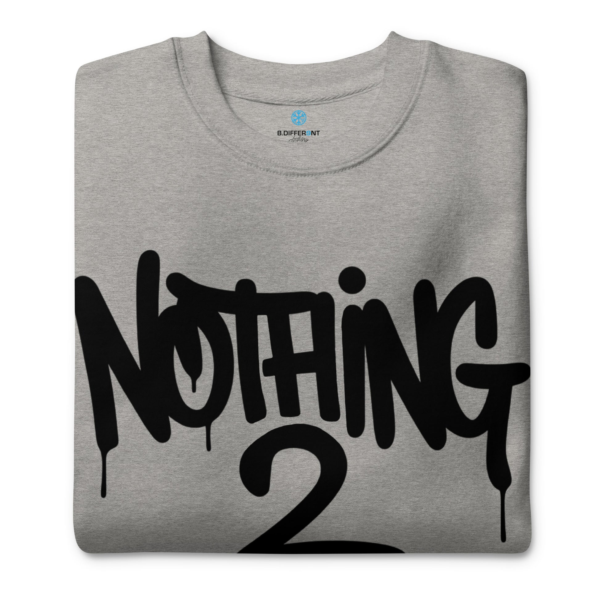 Gray-Nothing 2 Obey Graffiti Sweatshirt from B.Different Clothing, folded, graffiti-inspired streetwear
