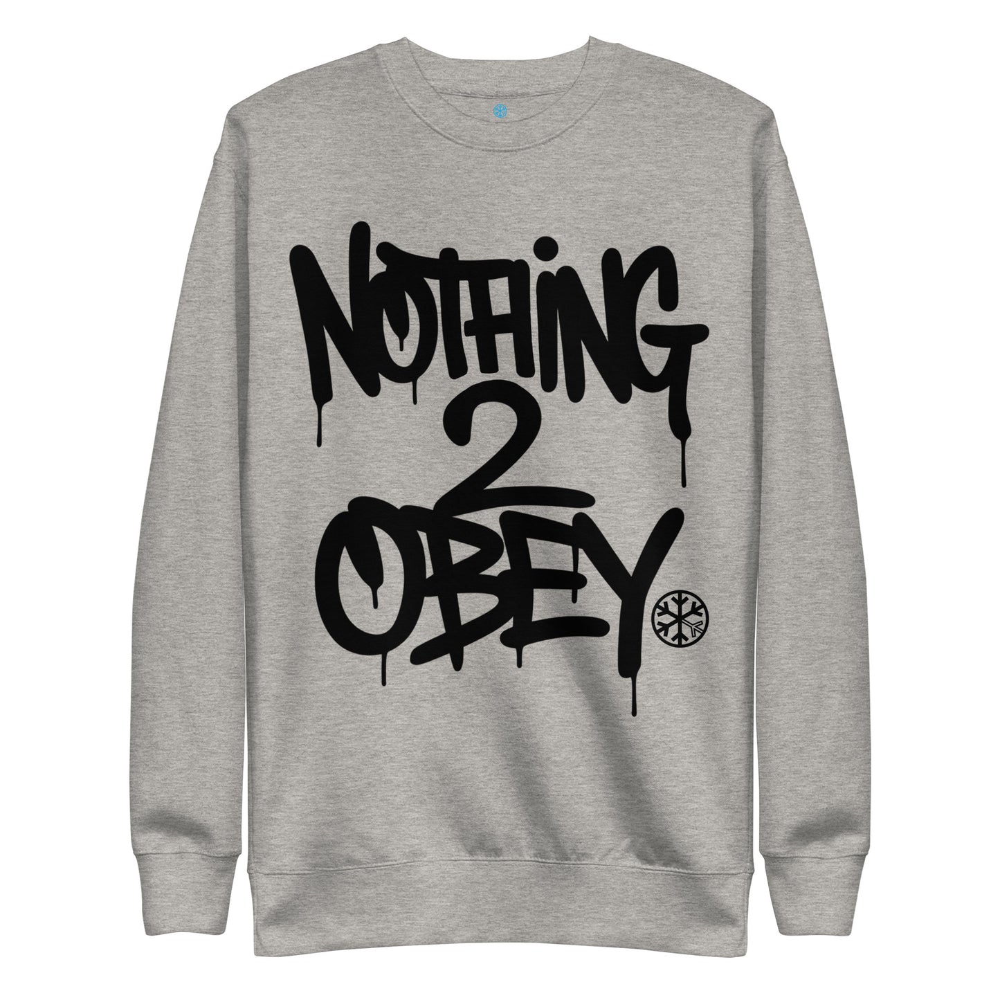 Gray-Nothing 2 Obey Graffiti Sweatshirt from B.Different Clothing, front view, graffiti-inspired streetwear