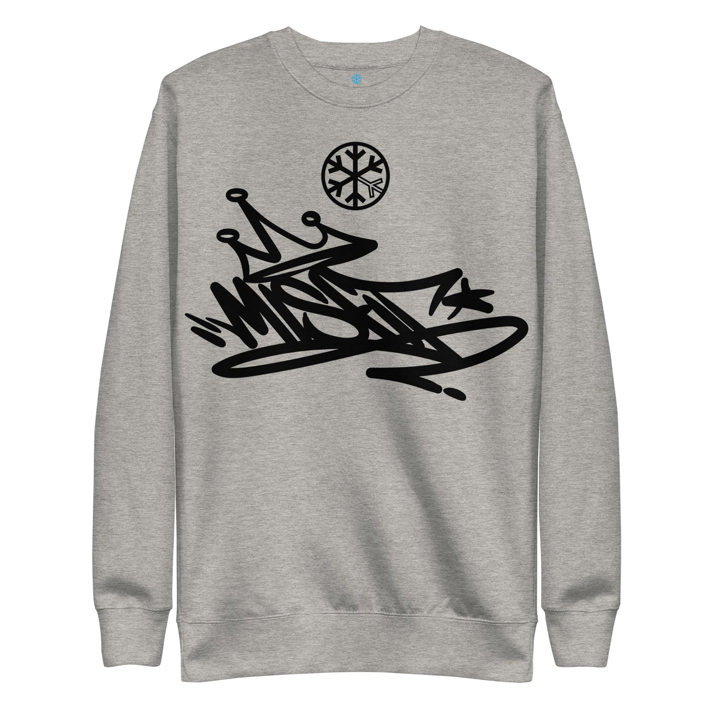 Gray-Misfit Graffiti Tag Sweatshirt from B.Different Clothing, front view, graffiti-inspired streetwear
