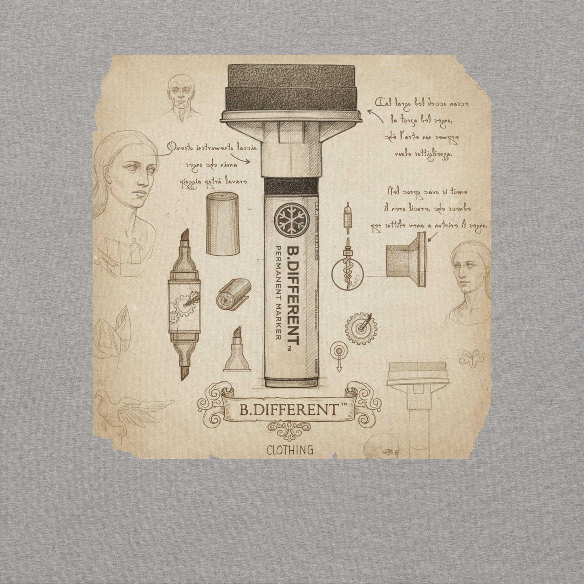 Gray-Marker Sketch Graffiti Sweatshirt from B.Different Clothing, graphic, graffiti-inspired streetwear