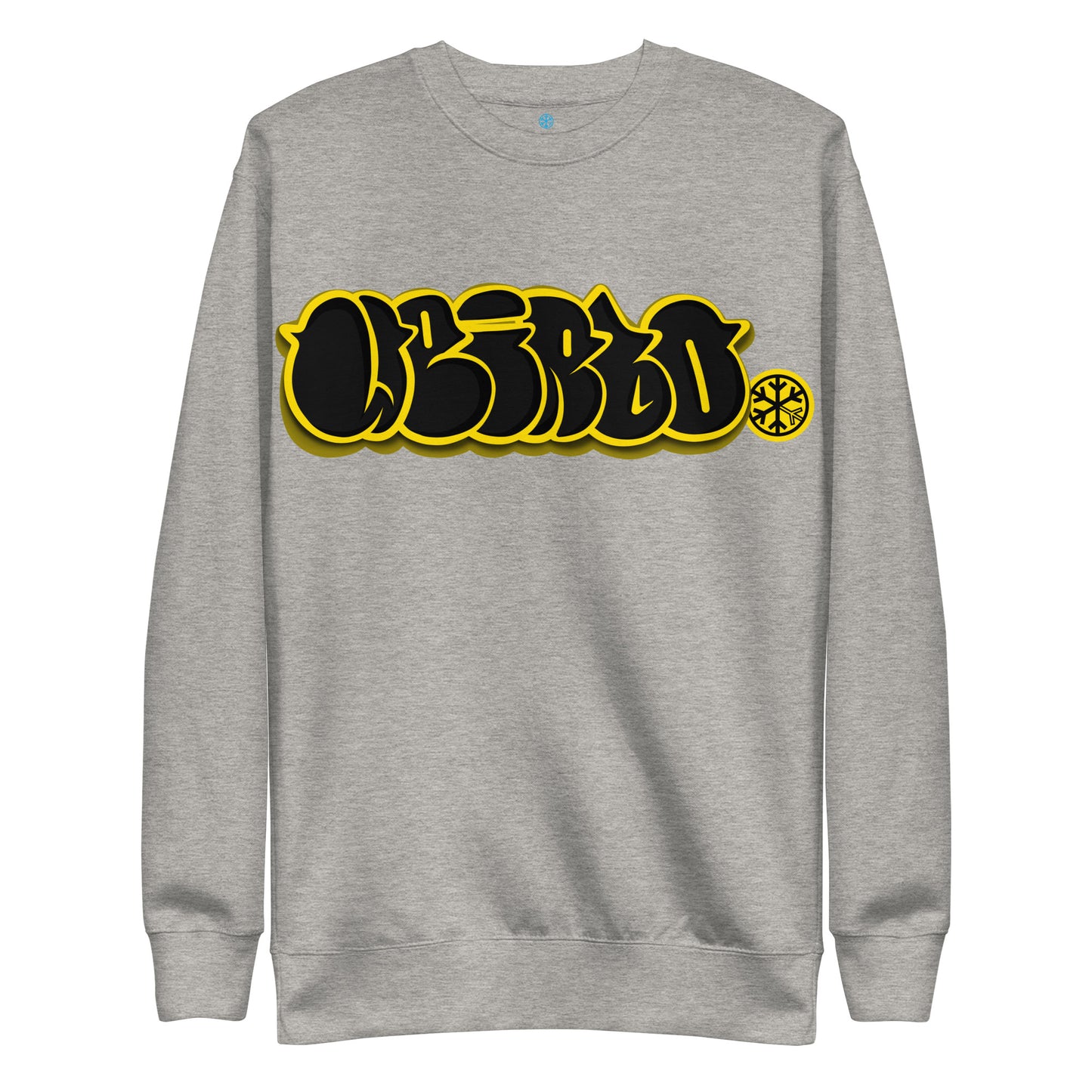 Gray-Weirdo Graffiti Throwie Sweatshirt from B.Different Clothing, front view, graffiti-inspired streetwear