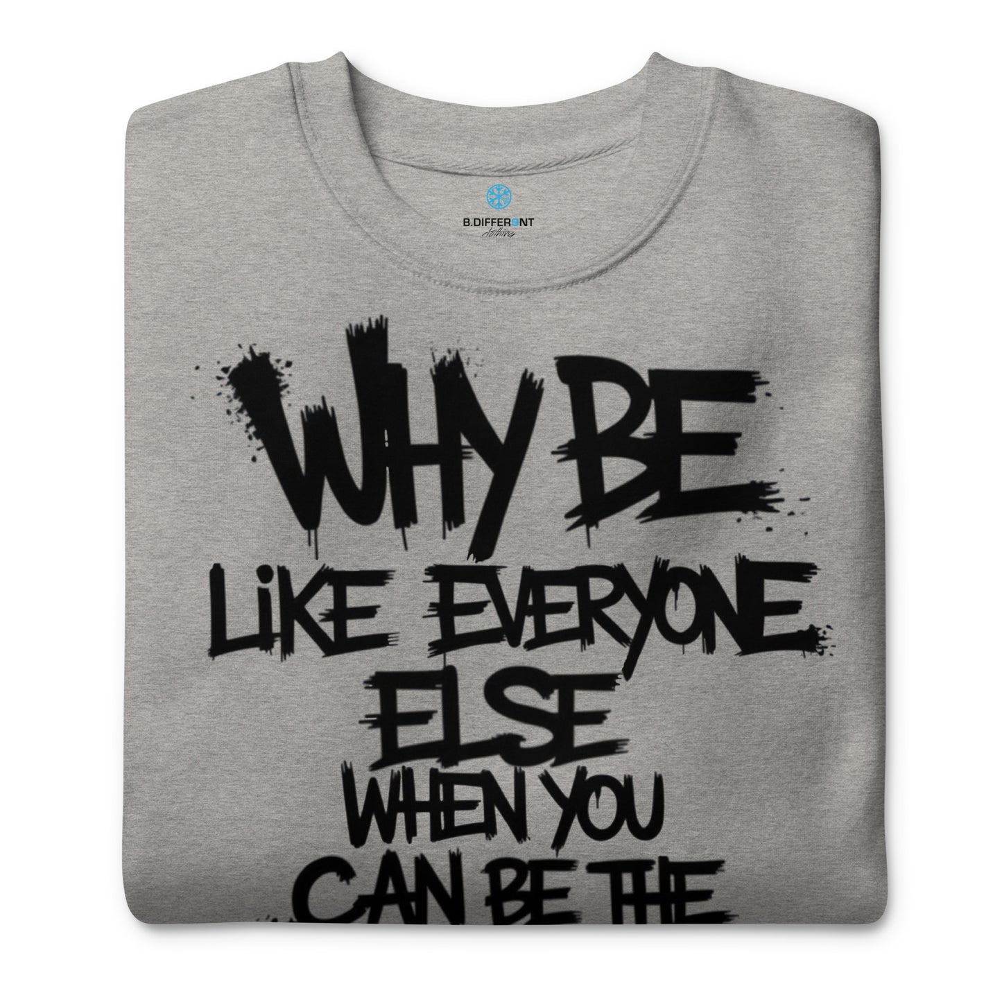 Gray-Chaos They Fear Graffiti Tag Sweatshirt from B.Different Clothing, folded, graffiti-inspired streetwear