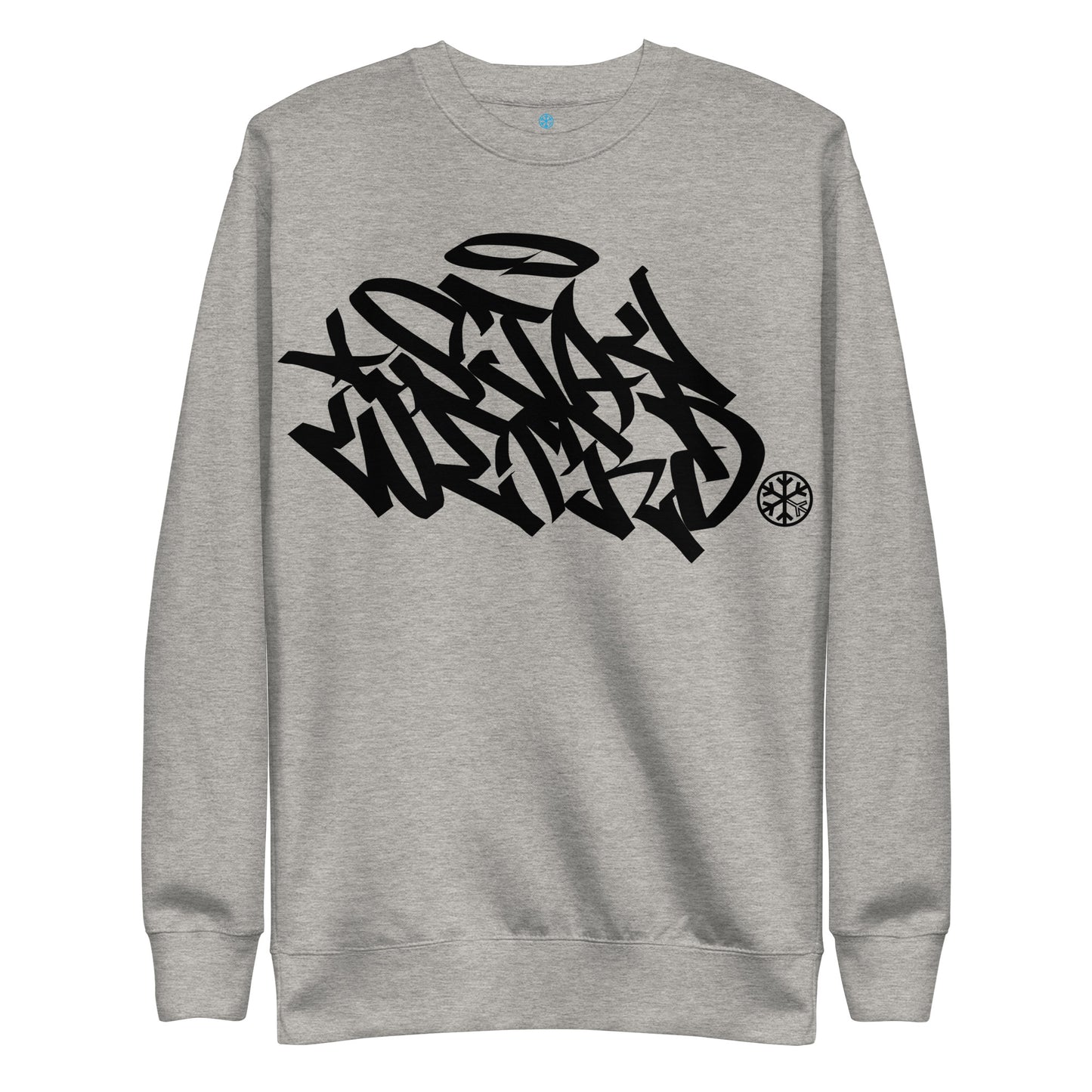 Gray-Stay Weird Graffiti Tag Sweatshirt from B.Different Clothing, front view, graffiti-inspired streetwear