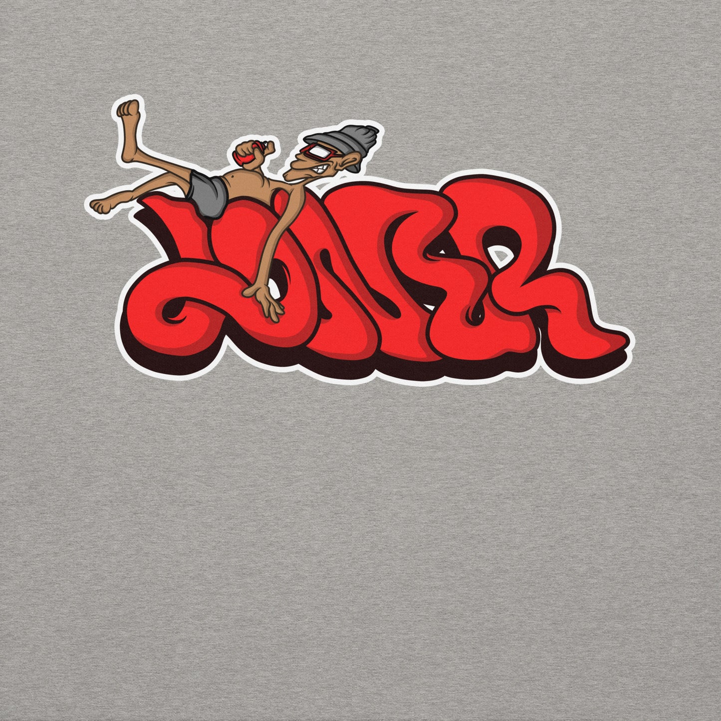 Gray-Loner Graffiti Piece Sweatshirt from B.Different Clothing, graphic, graffiti-inspired streetwear