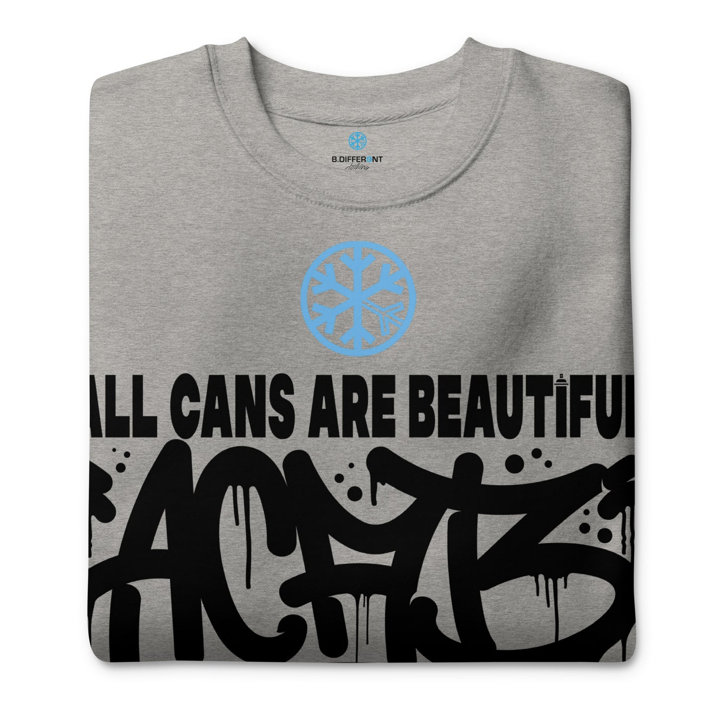 Gray-Acab Graffiti Tag Sweatshirt from B.Different Clothing, folded, graffiti-inspired streetwear