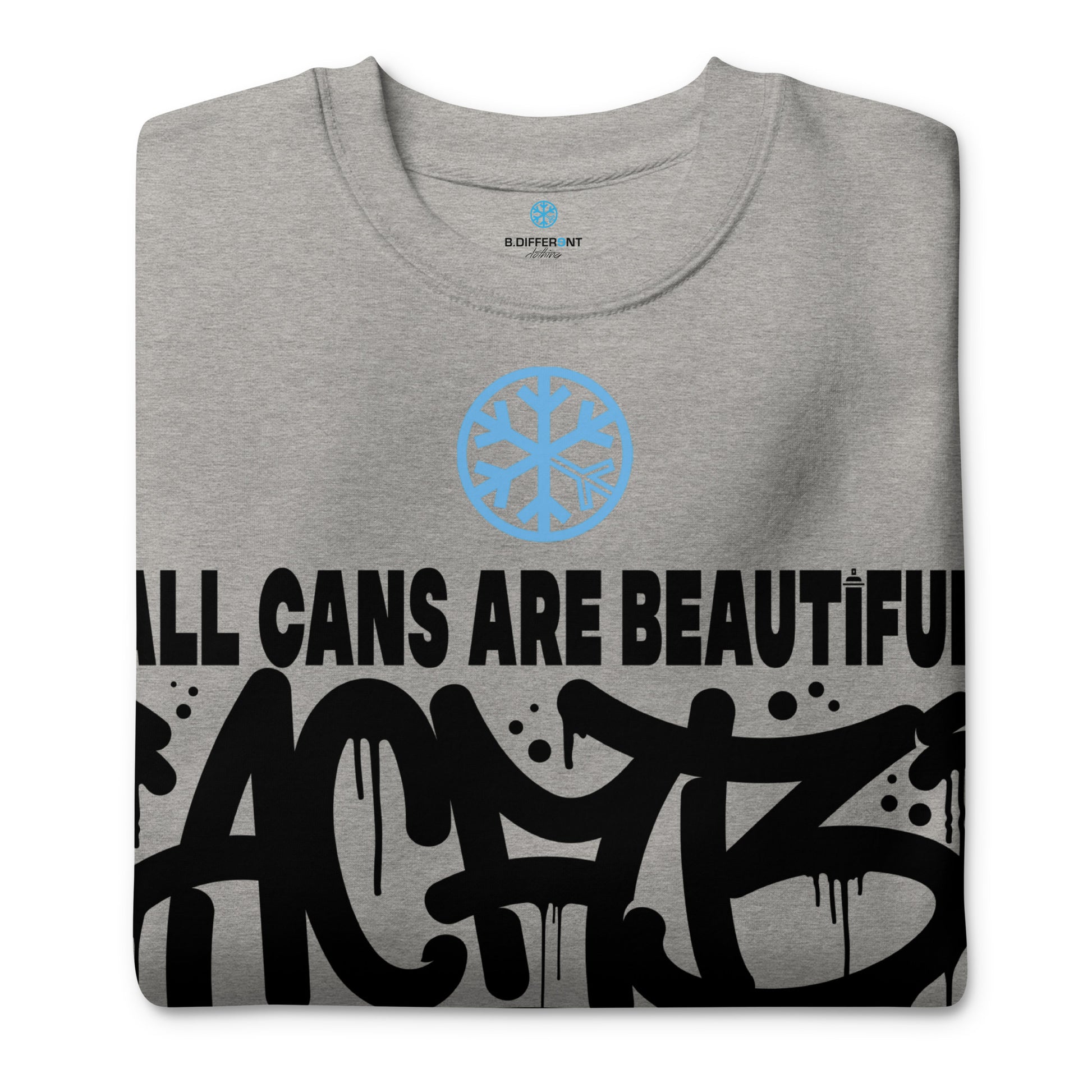 Gray-Acab Graffiti Tag Sweatshirt from B.Different Clothing, folded, graffiti-inspired streetwear
