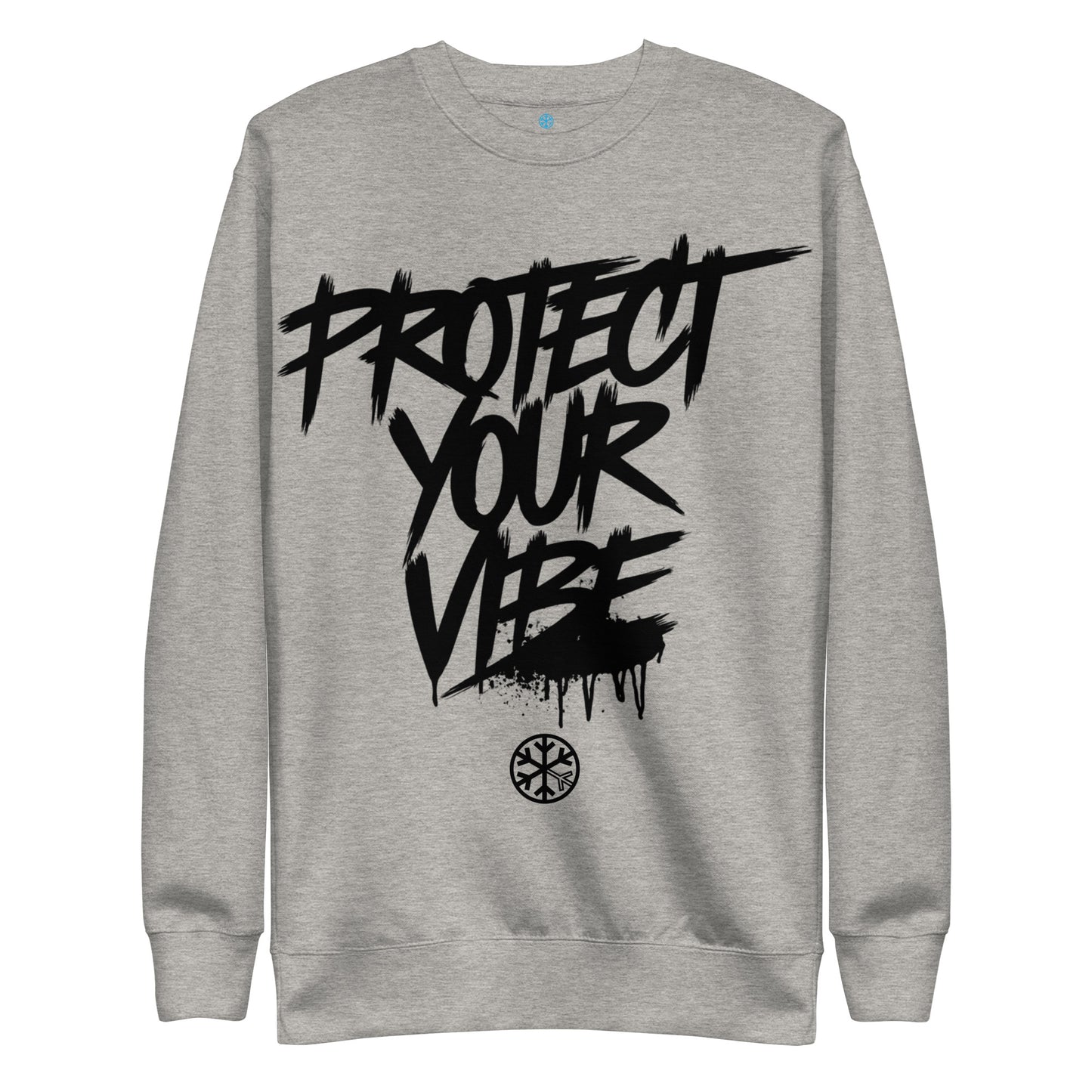 Gray-Protect Your Vibe Graffiti Tag Sweatshirt from B.Different Clothing, front view, graffiti-inspired streetwear