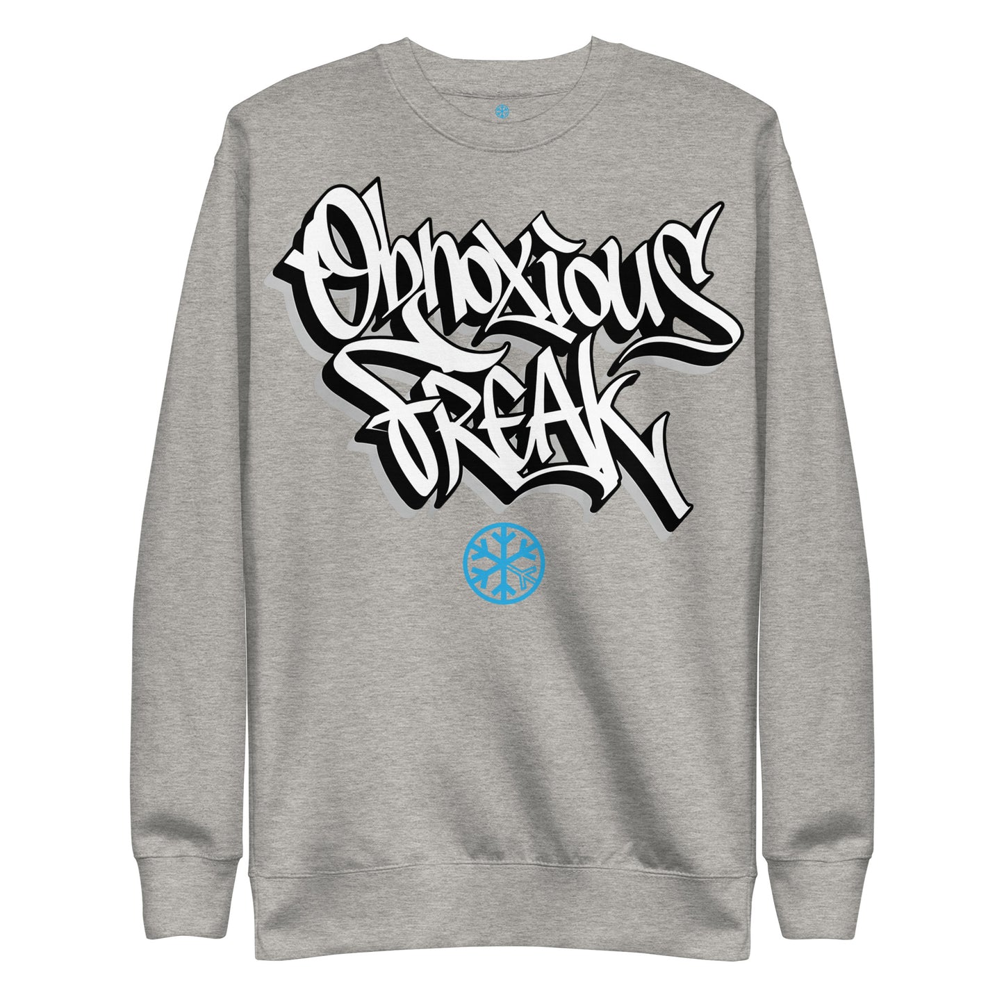 Gray-Obnoxious Freak Graffiti Sweatshirt from B.Different Clothing, front view, graffiti-inspired streetwear