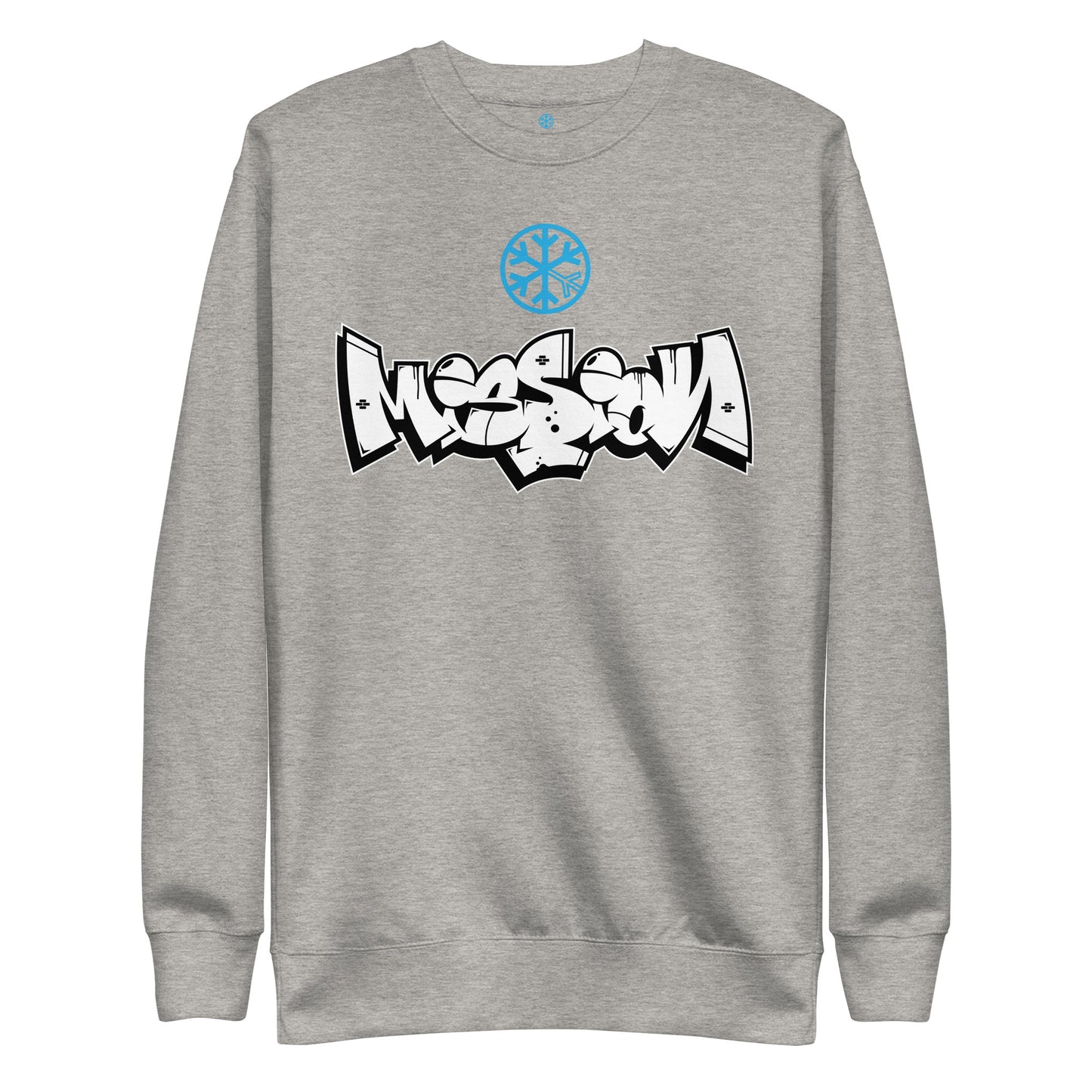 Gray-Mission Graffiti Piece Sweatshirt from B.Different Clothing, front view, graffiti-inspired streetwear