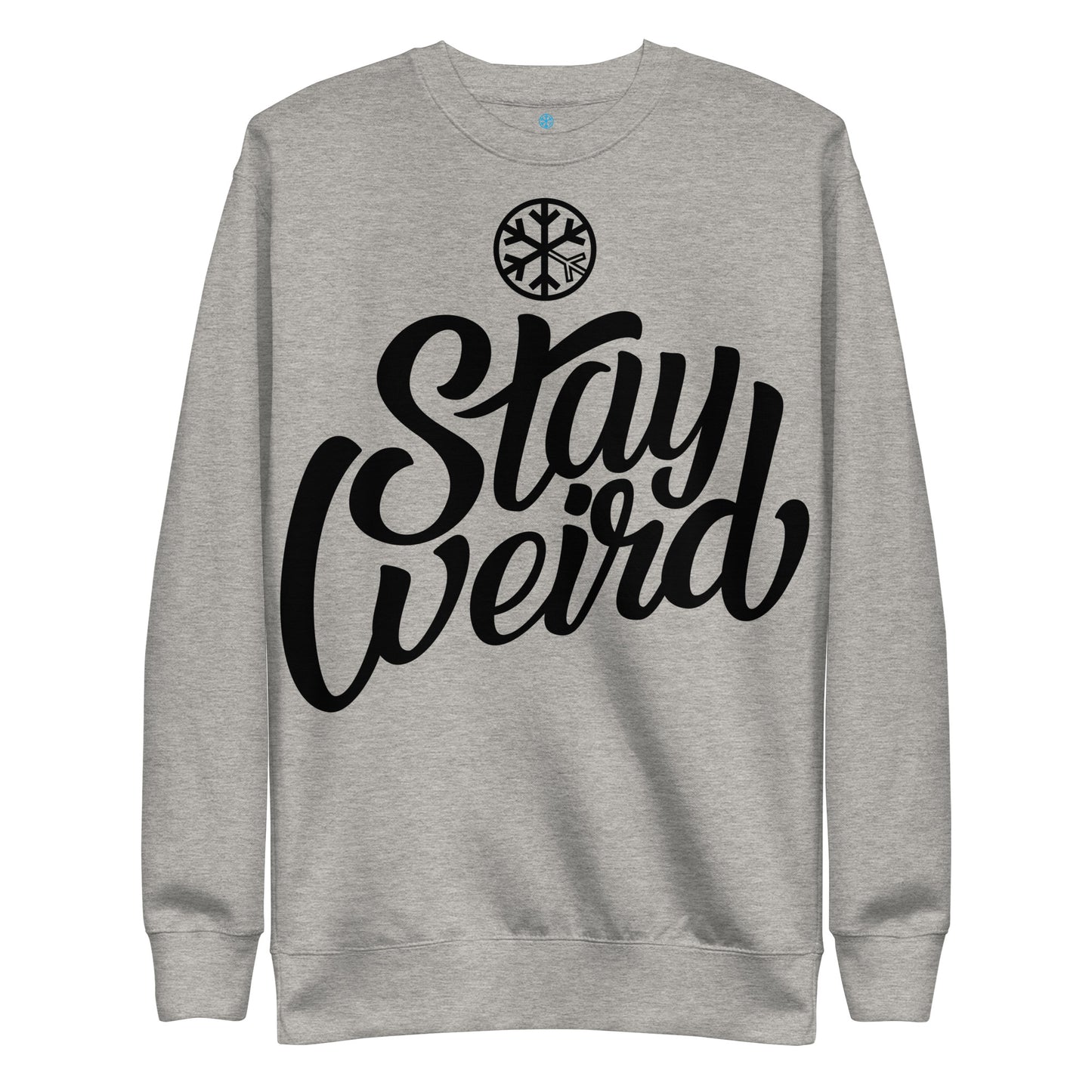 Gray-Stay Weird Sweatshirt from B.Different Clothing, front view, graffiti-inspired streetwear