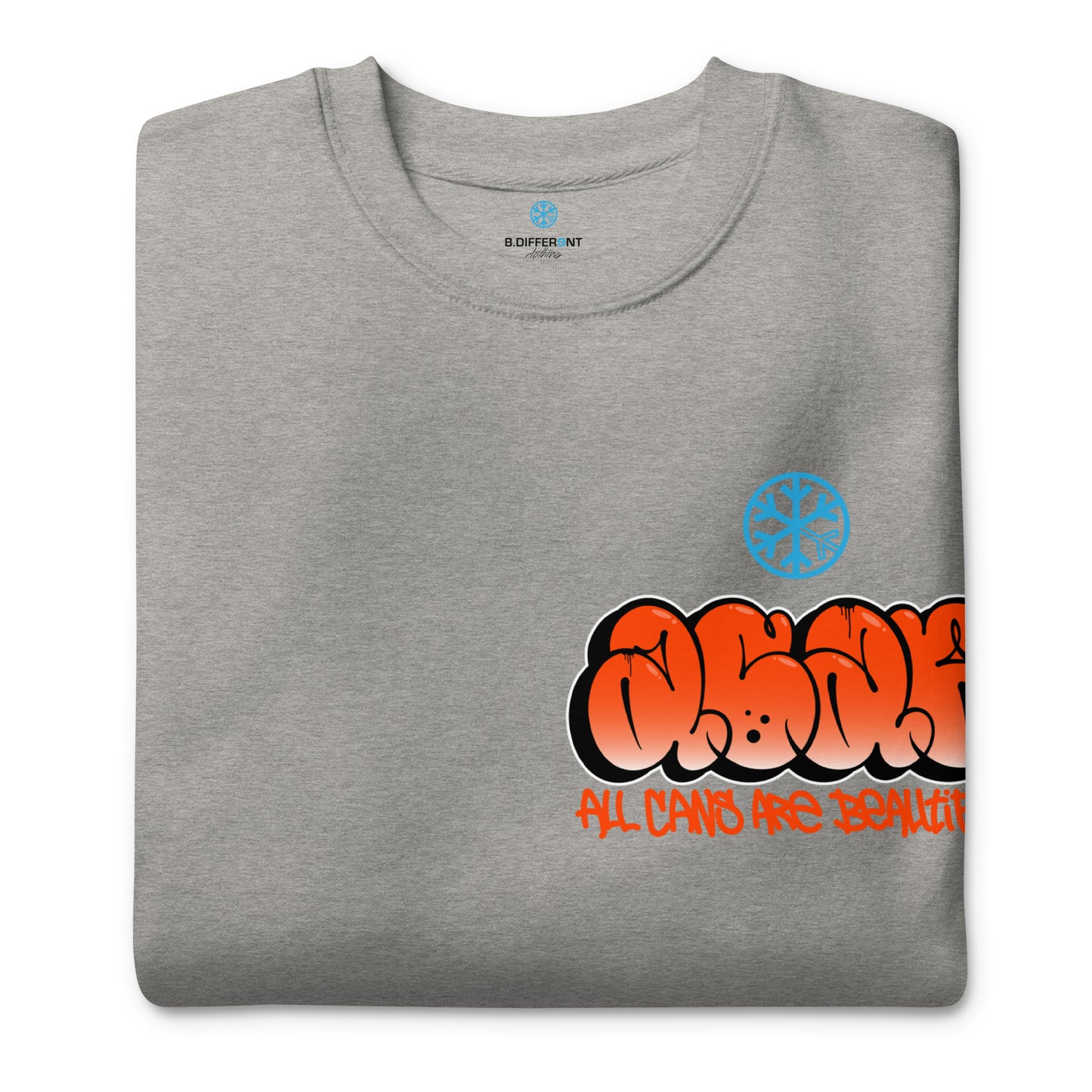 Gray-ACAB Girl Graffiti Sweatshirt from B.Different Clothing, folded, graffiti-inspired streetwear