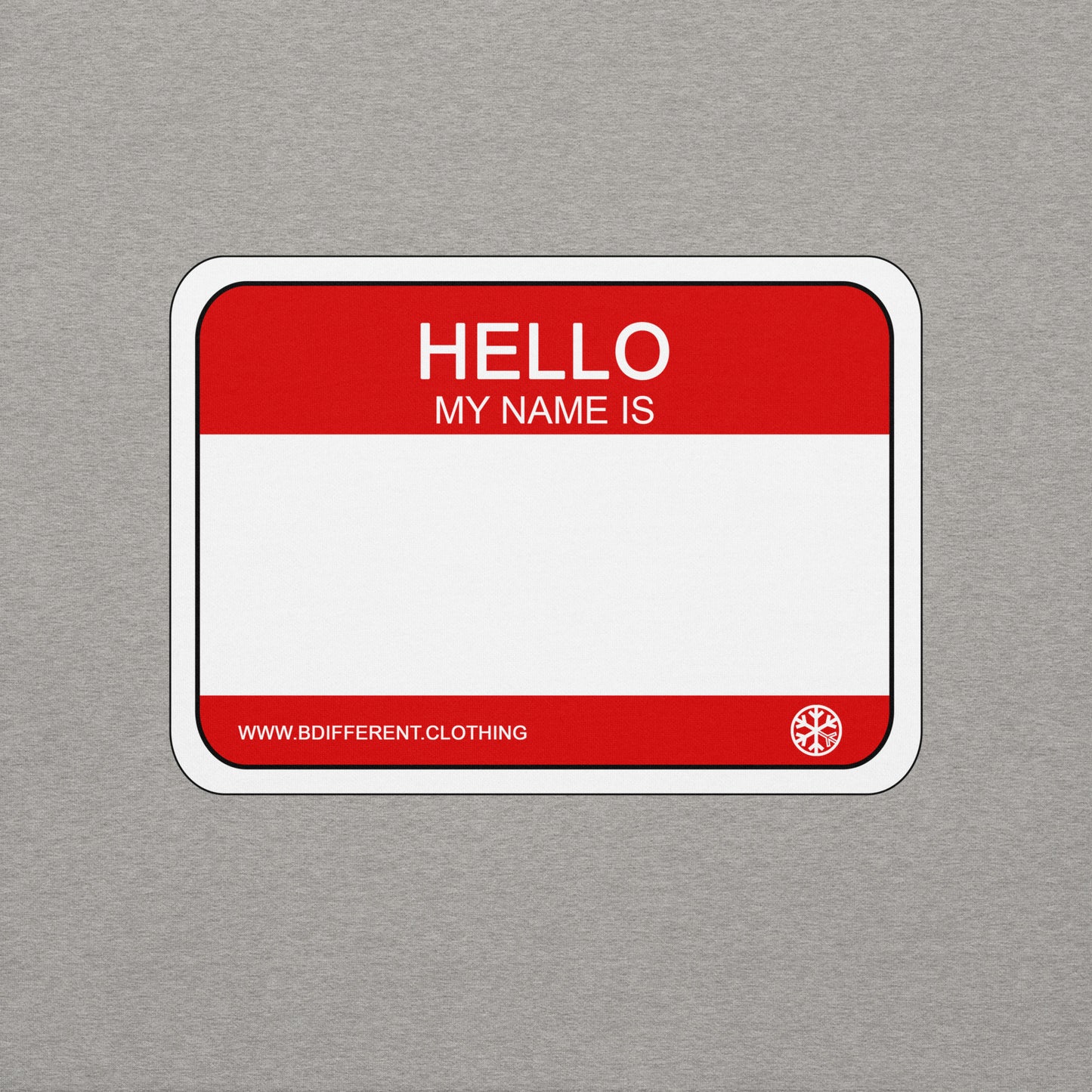 Gray-Hello My Name Is Sticker Graffiti Sweatshirt from B.Different Clothing, graphic, graffiti-inspired streetwear