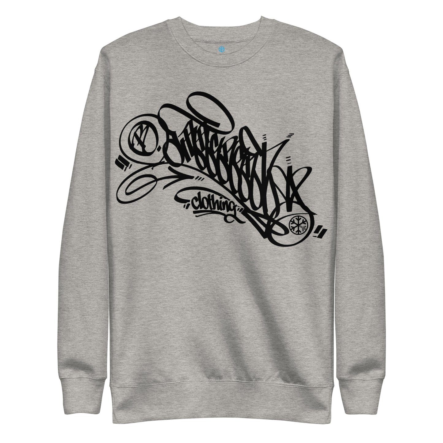 Gray-B.Different Clothing Graffiti Tag Sweatshirt from B.Different Clothing, front view, graffiti-inspired streetwear