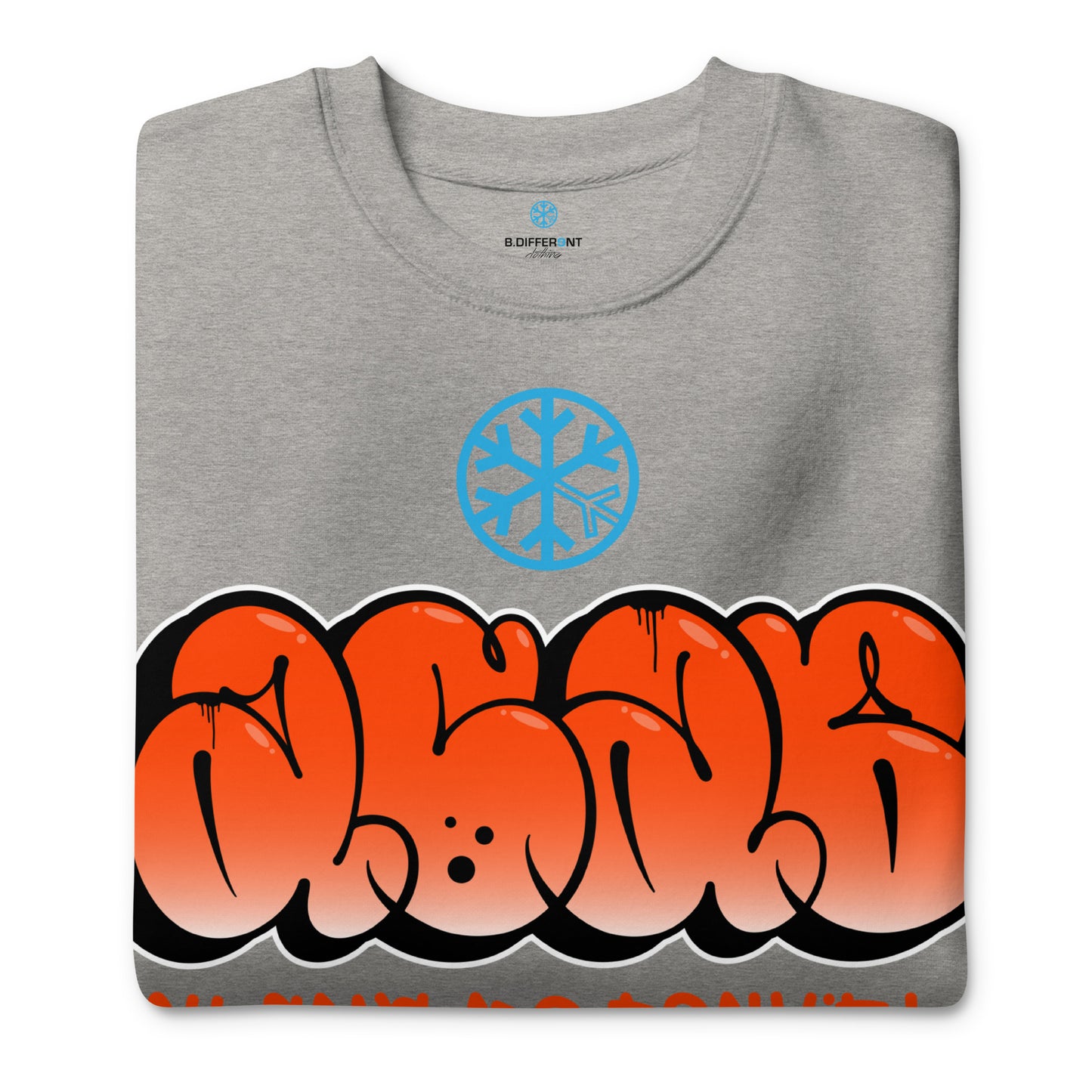 Gray-ACAB Graffiti Throw-up Sweatshirt from B.Different Clothing, folded, graffiti-inspired streetwear