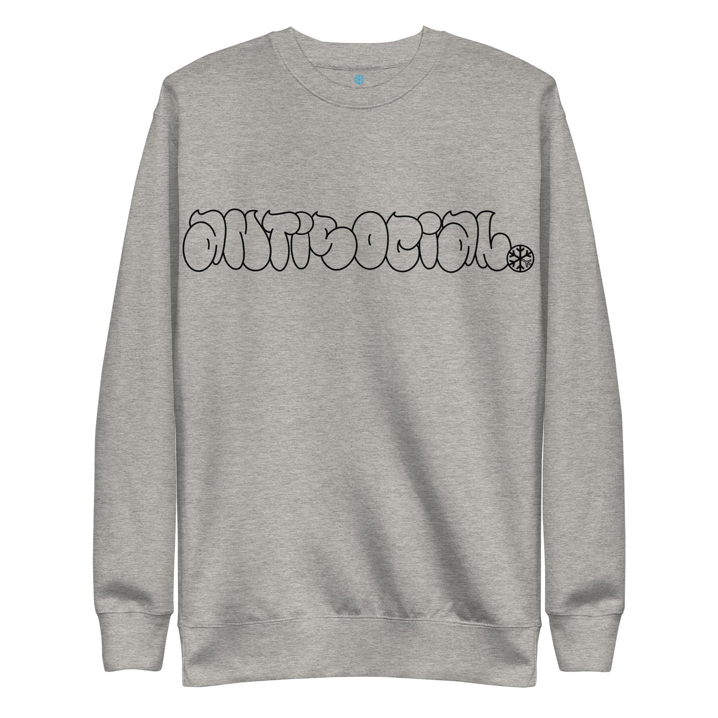 Gray-Antisocial Graffiti Hollow Sweatshirt from B.Different Clothing, front view, graffiti-inspired streetwear