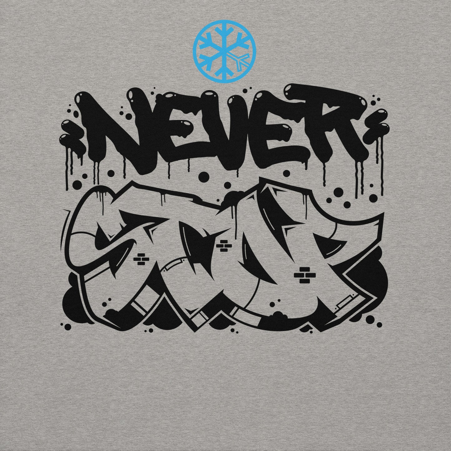 Gray-Never Stop Graffiti Piece Sweatshirt from B.Different Clothing, graphic, graffiti-inspired streetwear