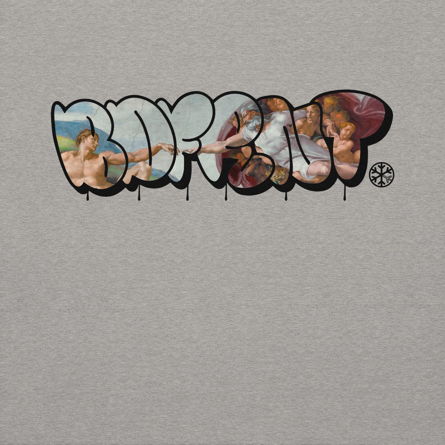 Gray-BDFRNT Throwie x Creation of Adam Graffiti Sweatshirt from B.Different Clothing, graphic, graffiti-inspired streetwear