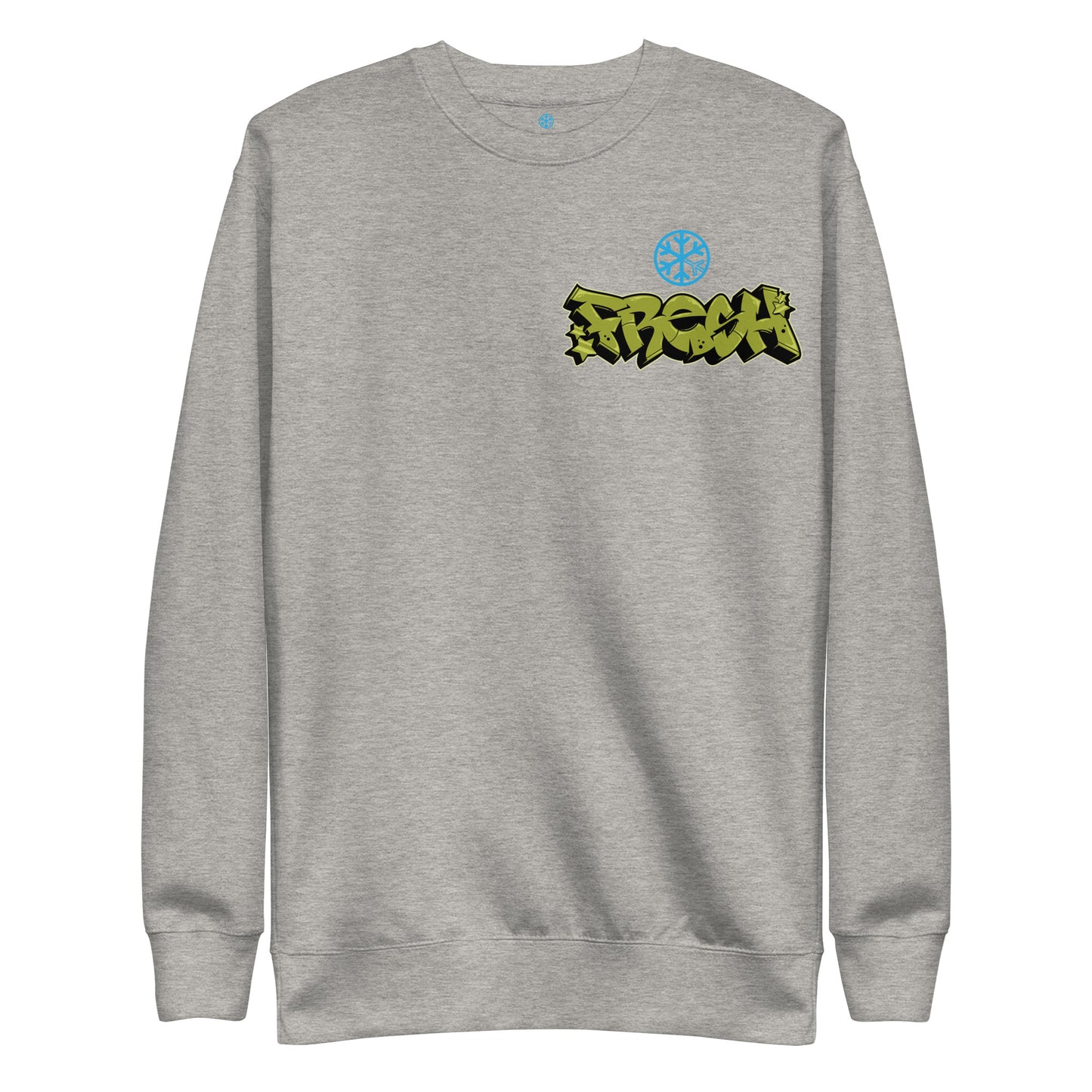 Gray-Fresh Graffiti Character Sweatshirt from B.Different Clothing, front view, graffiti-inspired streetwear