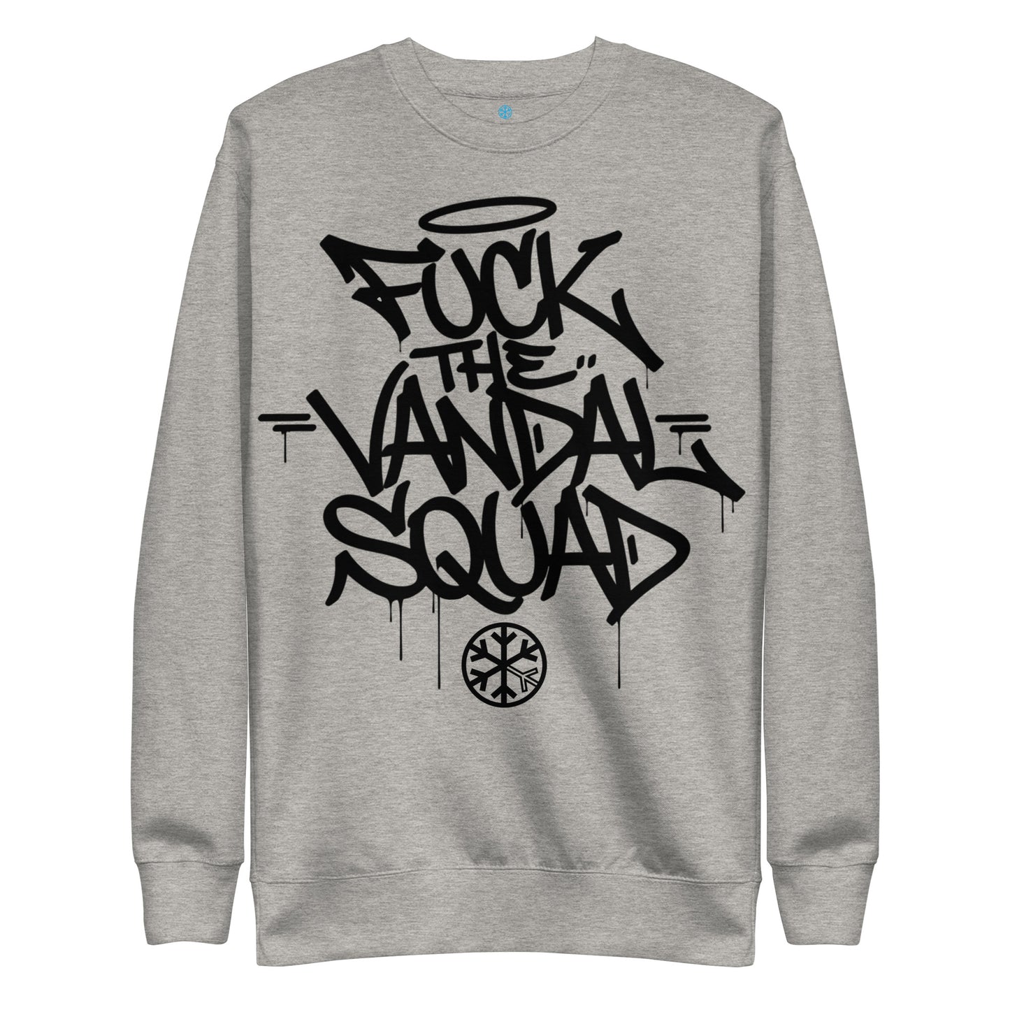Gray-Fuck The Vandal Squad Graffiti Sweatshirt from B.Different Clothing, front view, graffiti-inspired streetwear