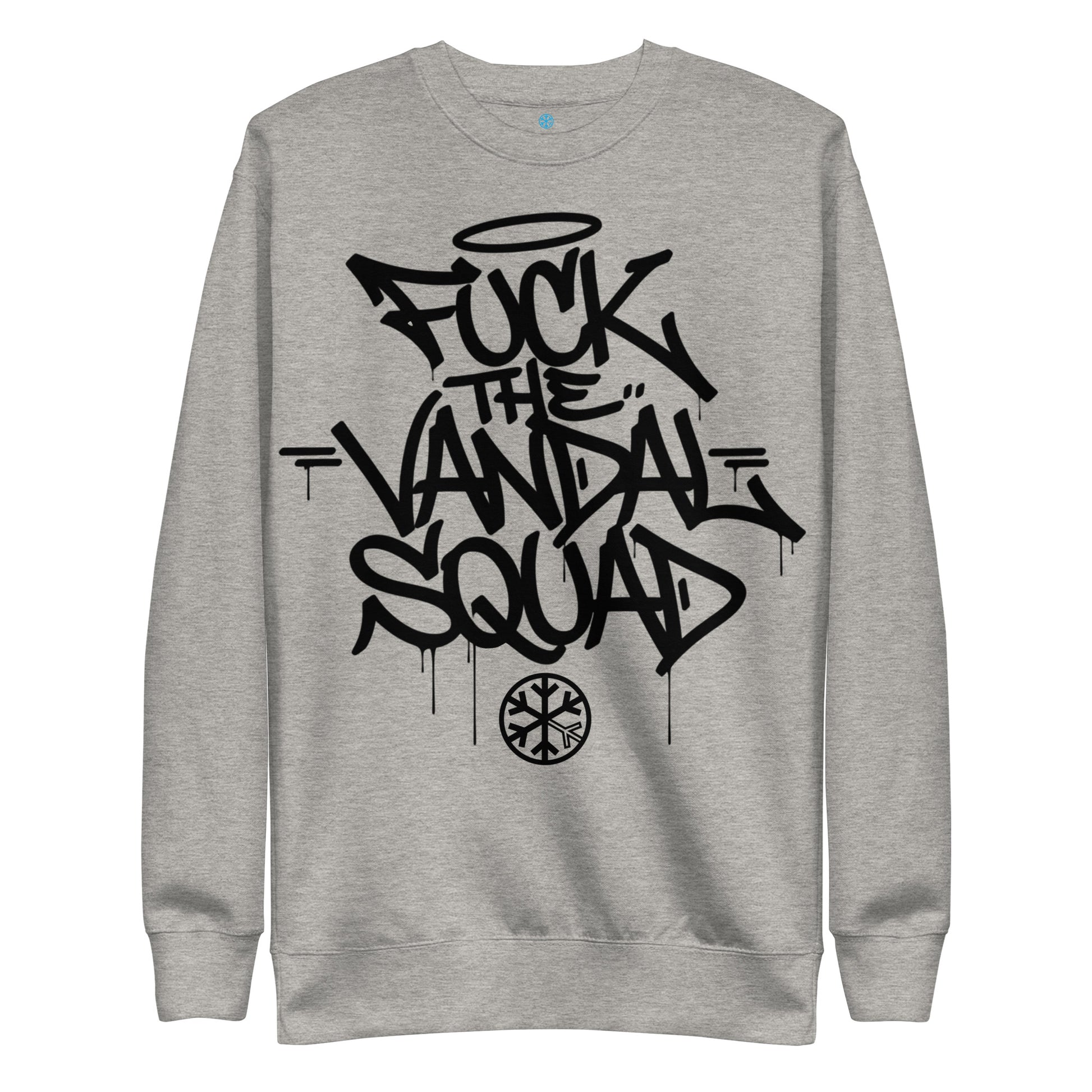 Gray-Fuck The Vandal Squad Graffiti Sweatshirt from B.Different Clothing, front view, graffiti-inspired streetwear