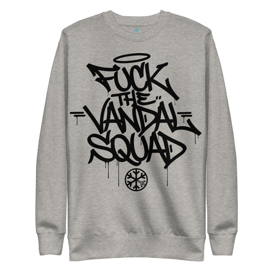 Gray-Fuck The Vandal Squad Graffiti Sweatshirt from B.Different Clothing, front view, graffiti-inspired streetwear