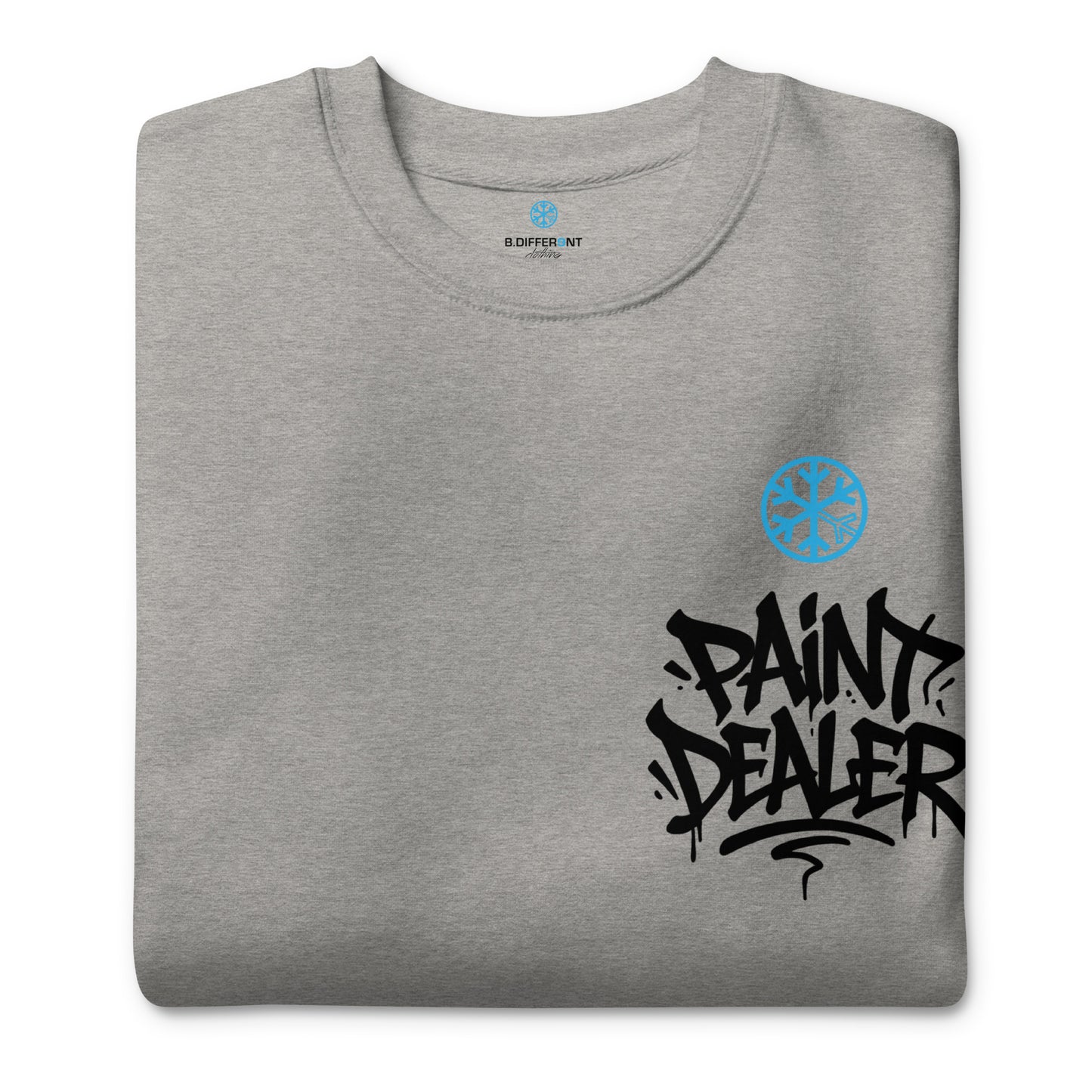 Gray-Paint Dealer Graffiti Character Sweatshirt from B.Different Clothing, folded, graffiti-inspired streetwear