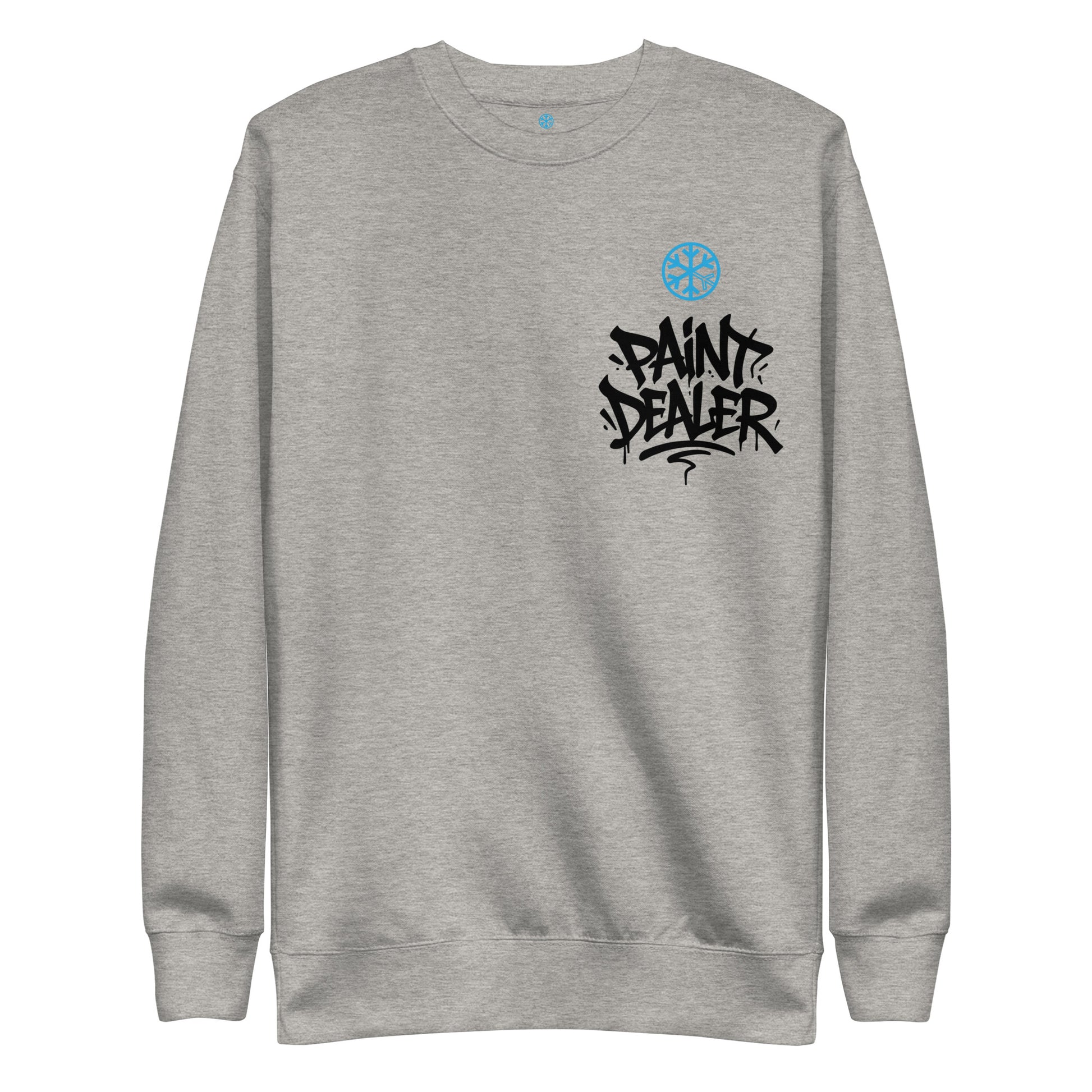 Gray-Paint Dealer Graffiti Character Sweatshirt from B.Different Clothing, front view, graffiti-inspired streetwear