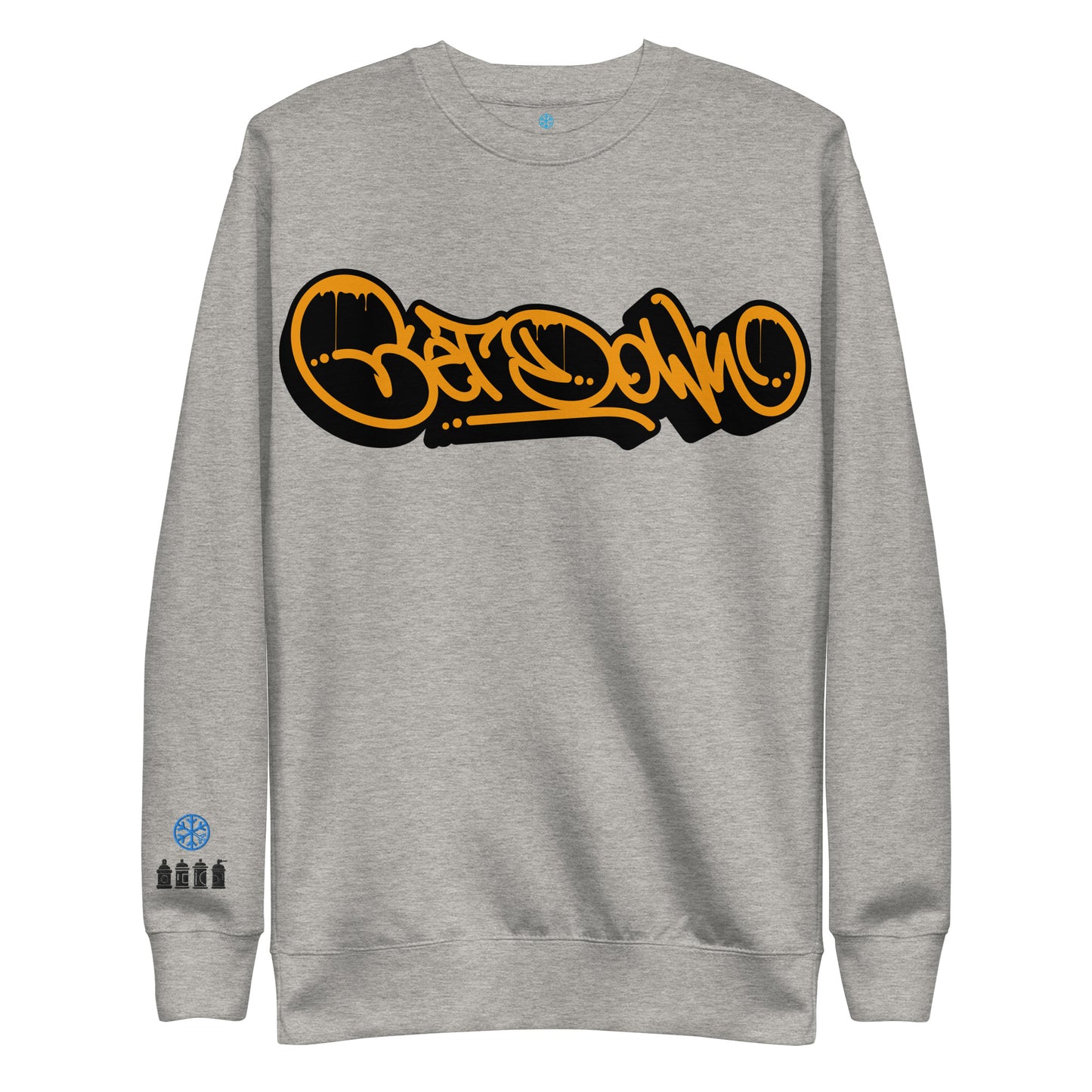Gray-Get Down Graffiti Tag Sweatshirt from B.Different Clothing, front view, graffiti-inspired streetwear