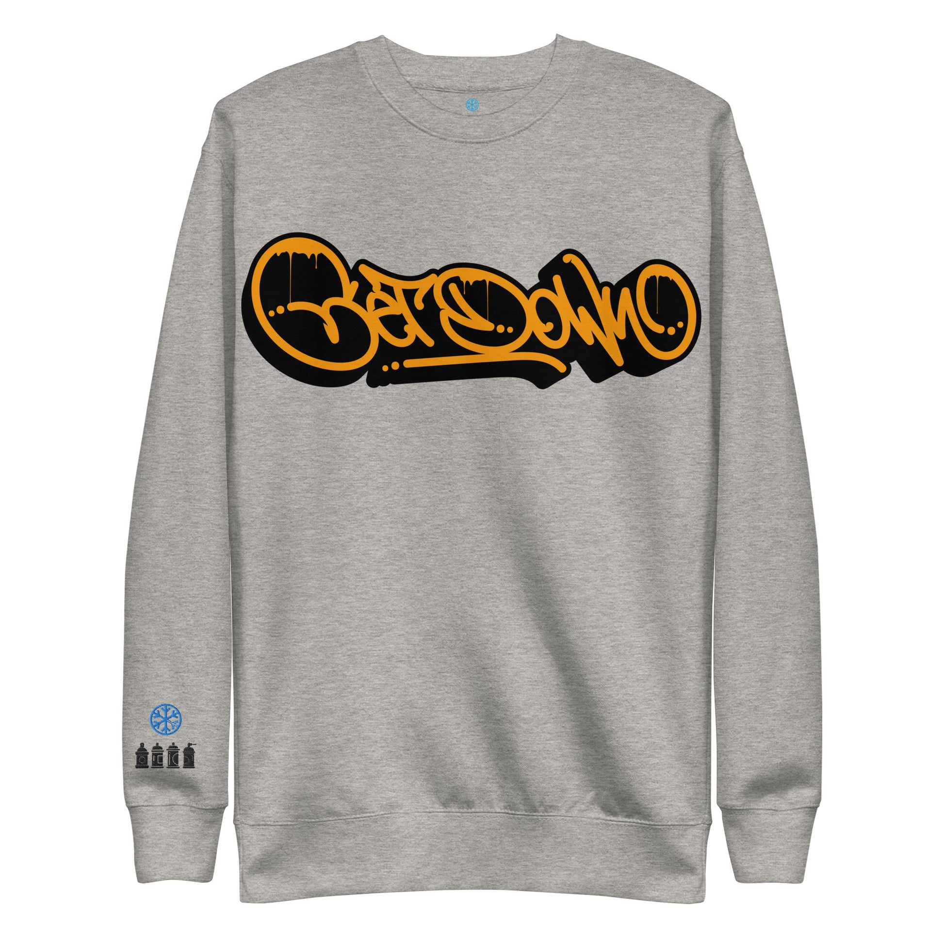 Gray-Get Down Graffiti Tag Sweatshirt from B.Different Clothing, front view, graffiti-inspired streetwear
