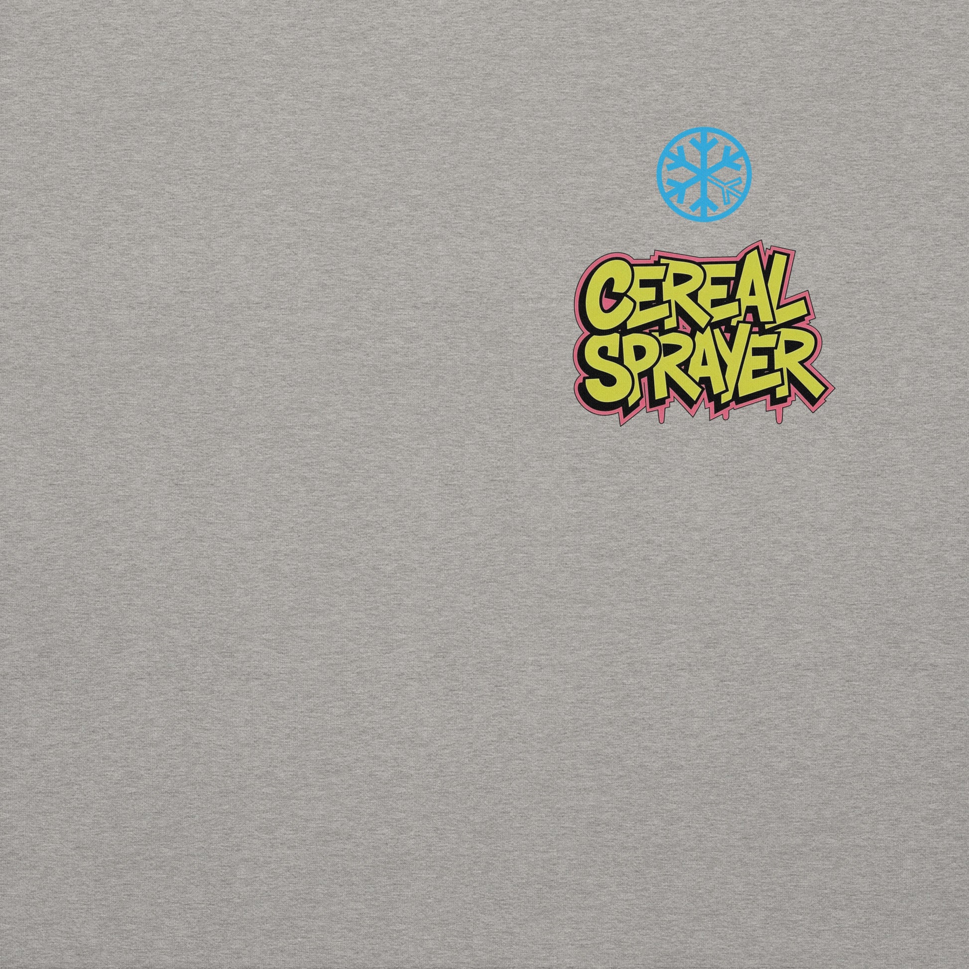 Gray-Cereal Sprayer Graffiti Sweatshirt from B.Different Clothing, front graphic, graffiti-inspired streetwear