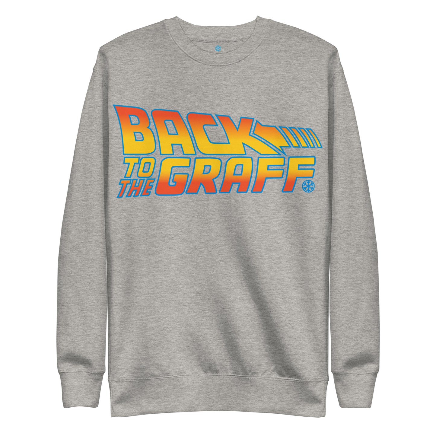 Gray-Back to the Graff Sweatshirt from B.Different Clothing, front view, graffiti-inspired streetwear