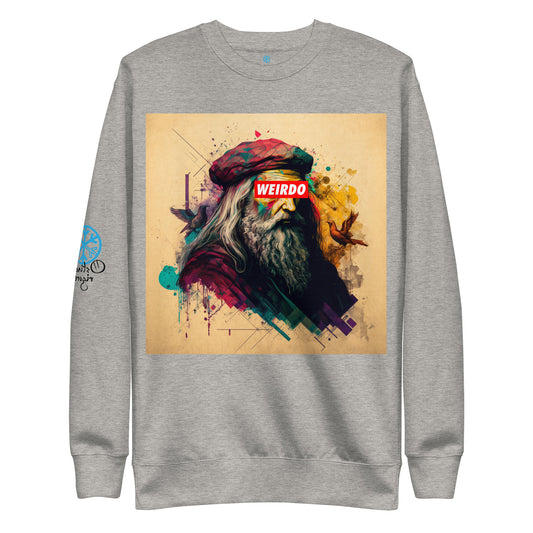 Gray-Leonardo da Vinci Sweatshirt from B.Different Clothing, front view, graffiti-inspired streetwear
