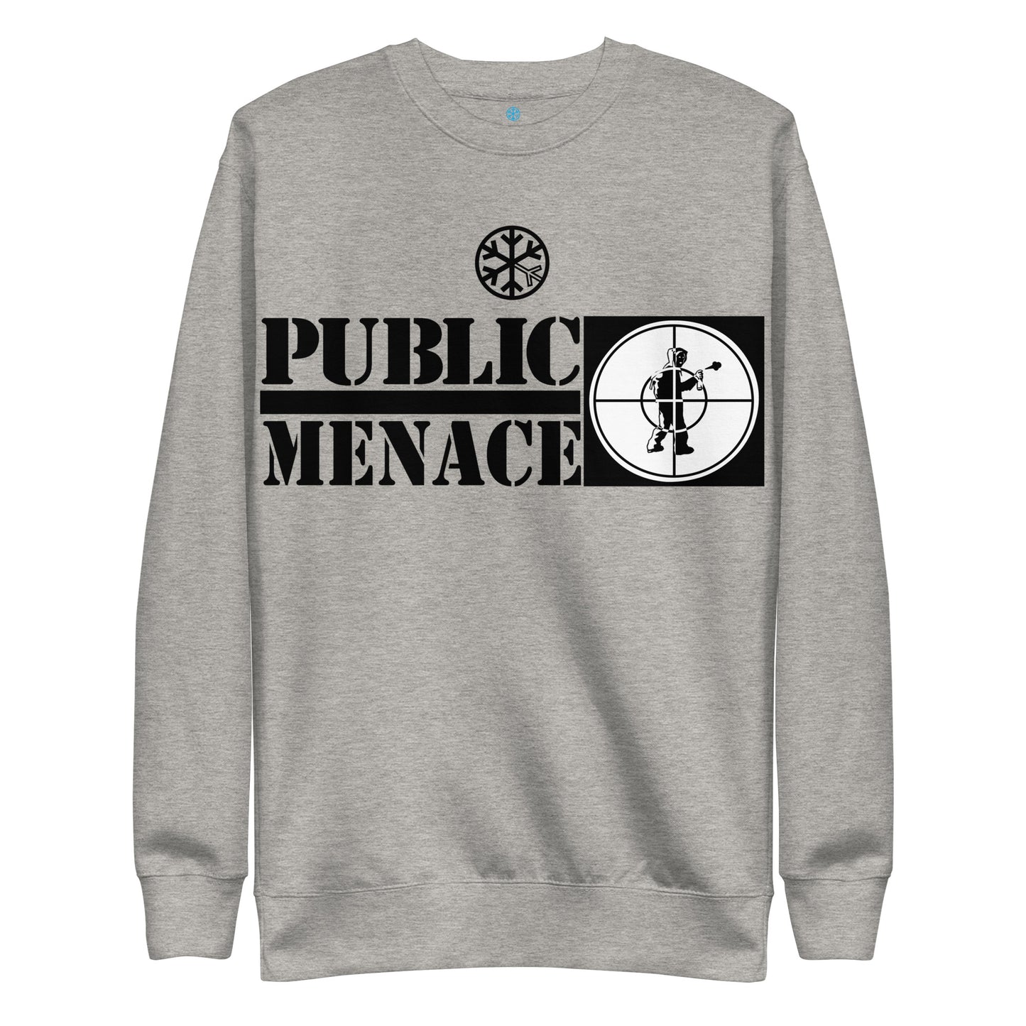 Gray-Public Menace Graffiti Sweatshirt from B.Different Clothing, front view, graffiti-inspired streetwear