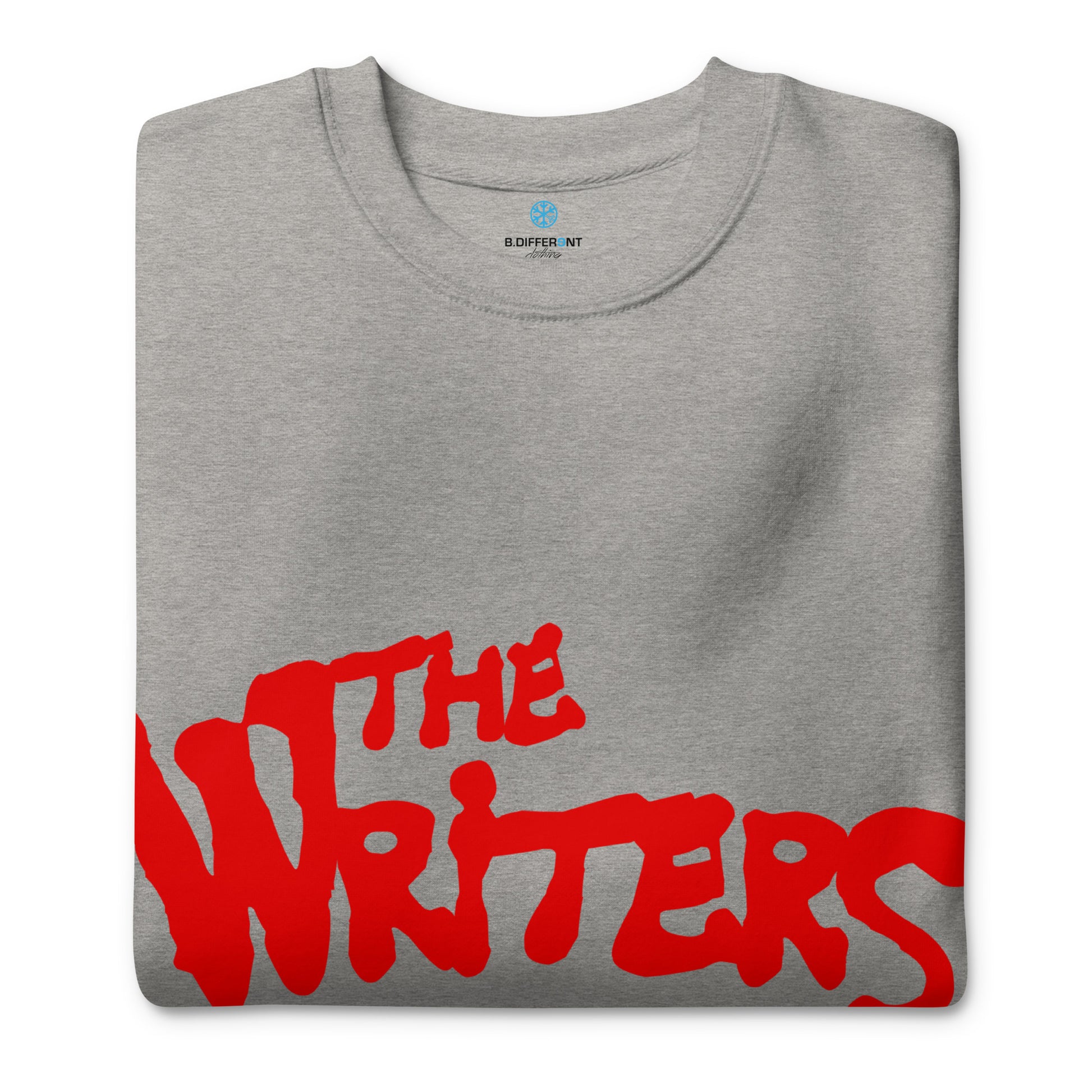 Gray-The Writers Graffiti Lettering Sweatshirt from B.Different Clothing, folded, graffiti-inspired streetwear