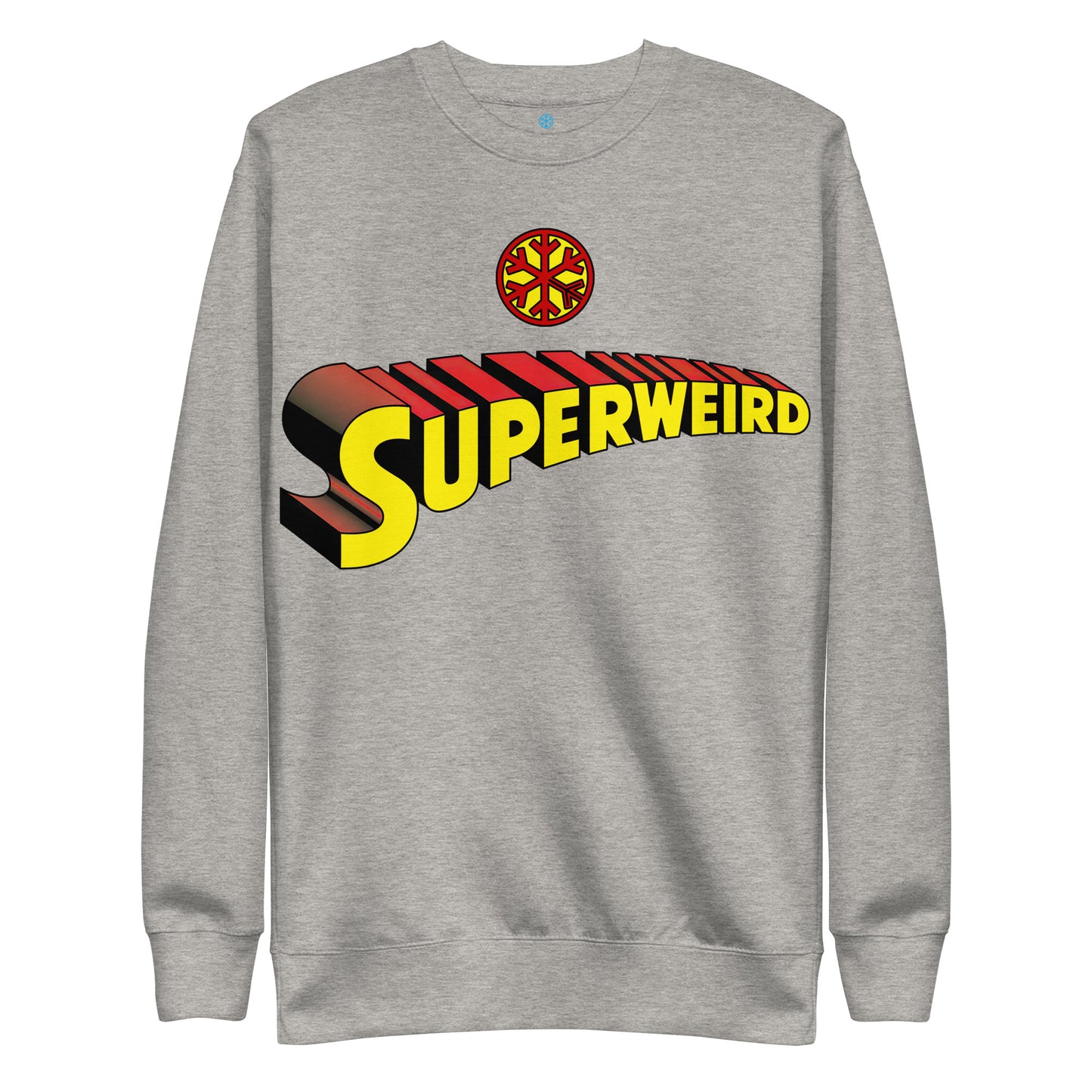 Gray-Superweird Sweatshirt from B.Different Clothing, front view, graffiti-inspired streetwear